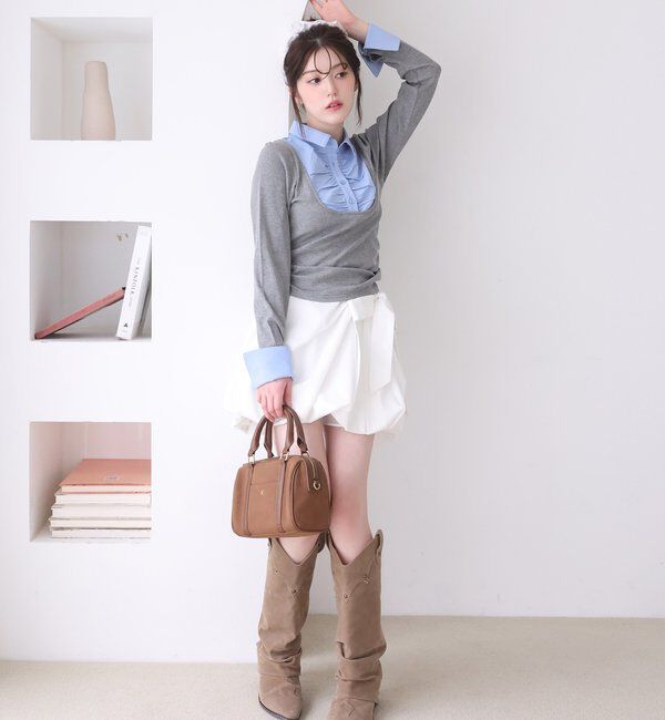  「【サイズ展開あり】バルーンミニスカート／パッチつき」|スカート|