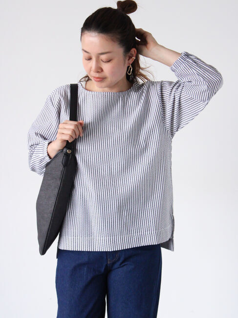 Lugnoncure「無地/柄アソートサッカーブラウス」|シャツ・ブラウス|チャコールグレー