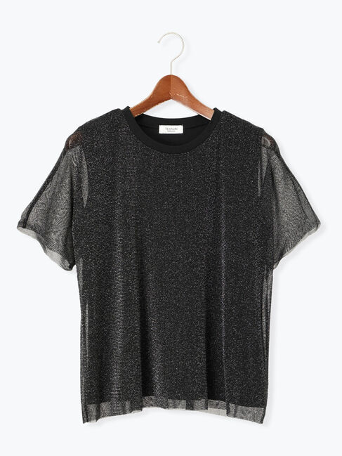 Te chichi TERRASSE「ラメチュールドッキングトップス」|その他|ブラック