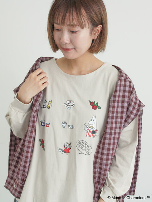 Samansa Mos2「【MOOMIN&times;Samansa Mos2】リトルミイプリントロンT」|Tシャツ・カットソー|ベージュ