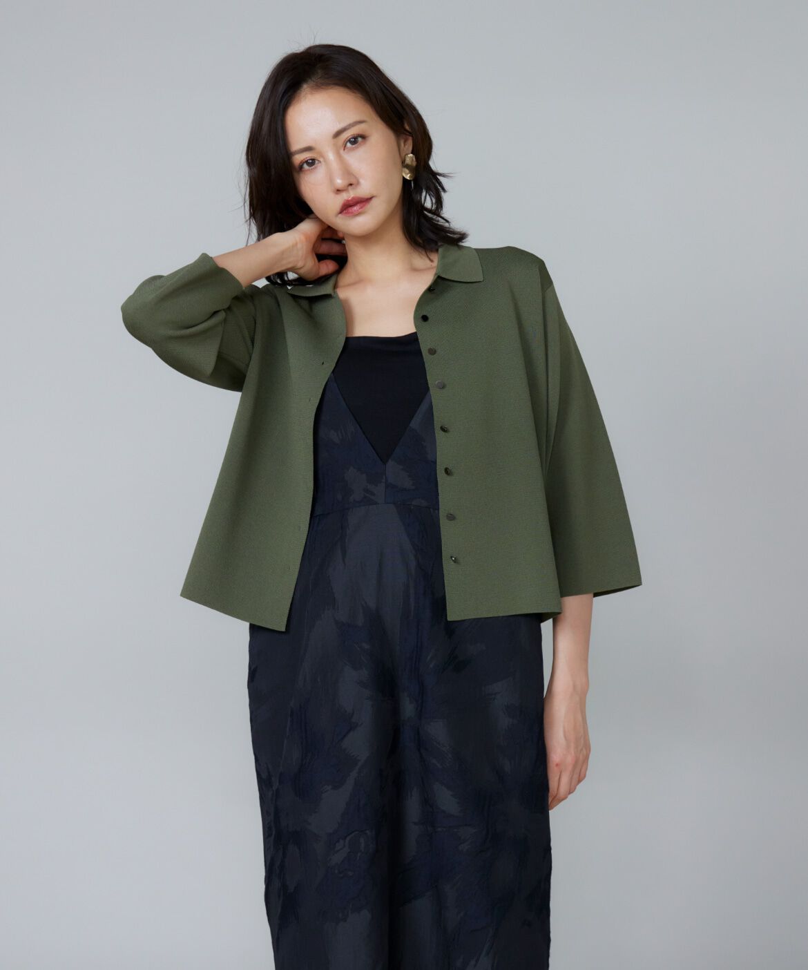 Le Souk「《大きいサイズ》ミラノリブ衿付きプルオーバー」|ニット・セーター|