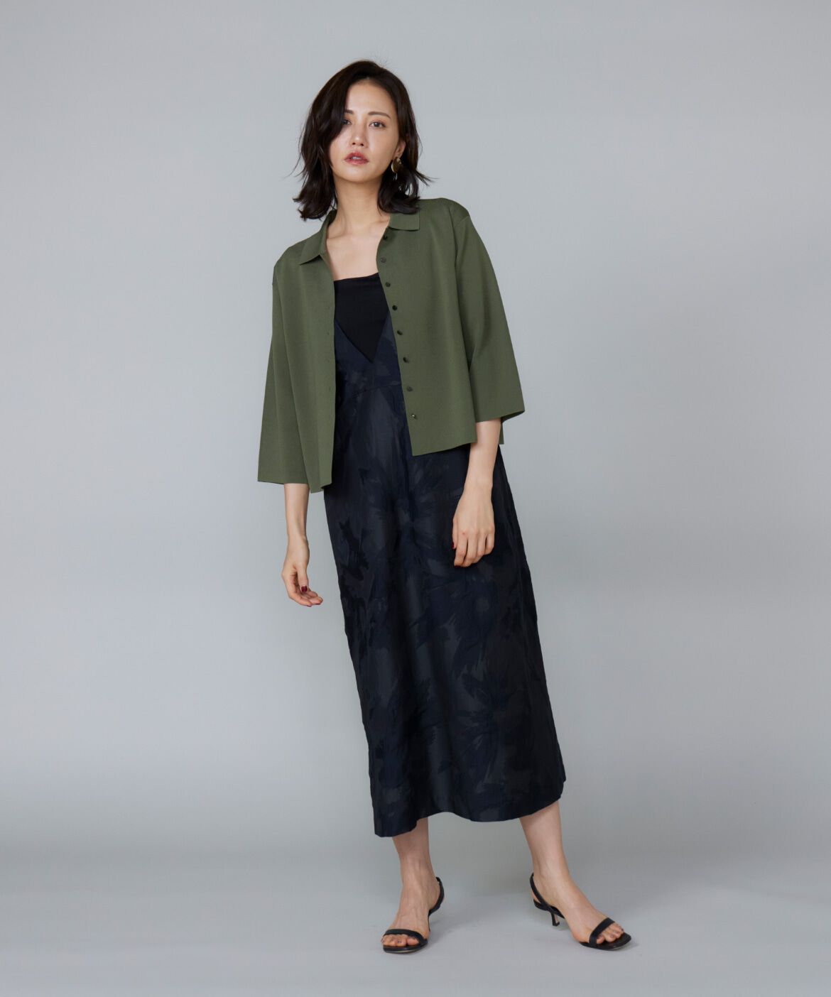 Le Souk「《大きいサイズ》ミラノリブ衿付きプルオーバー」|ニット・セーター|