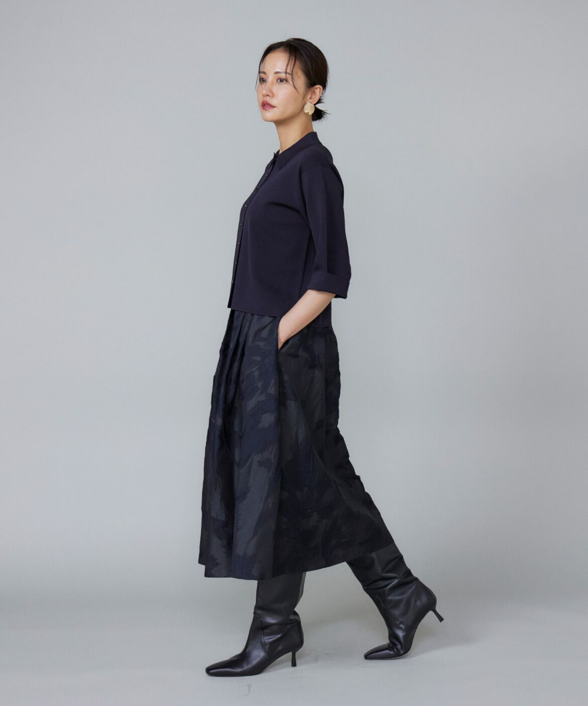 Le Souk「《大きいサイズ》ミラノリブ衿付きプルオーバー」|ニット・セーター|