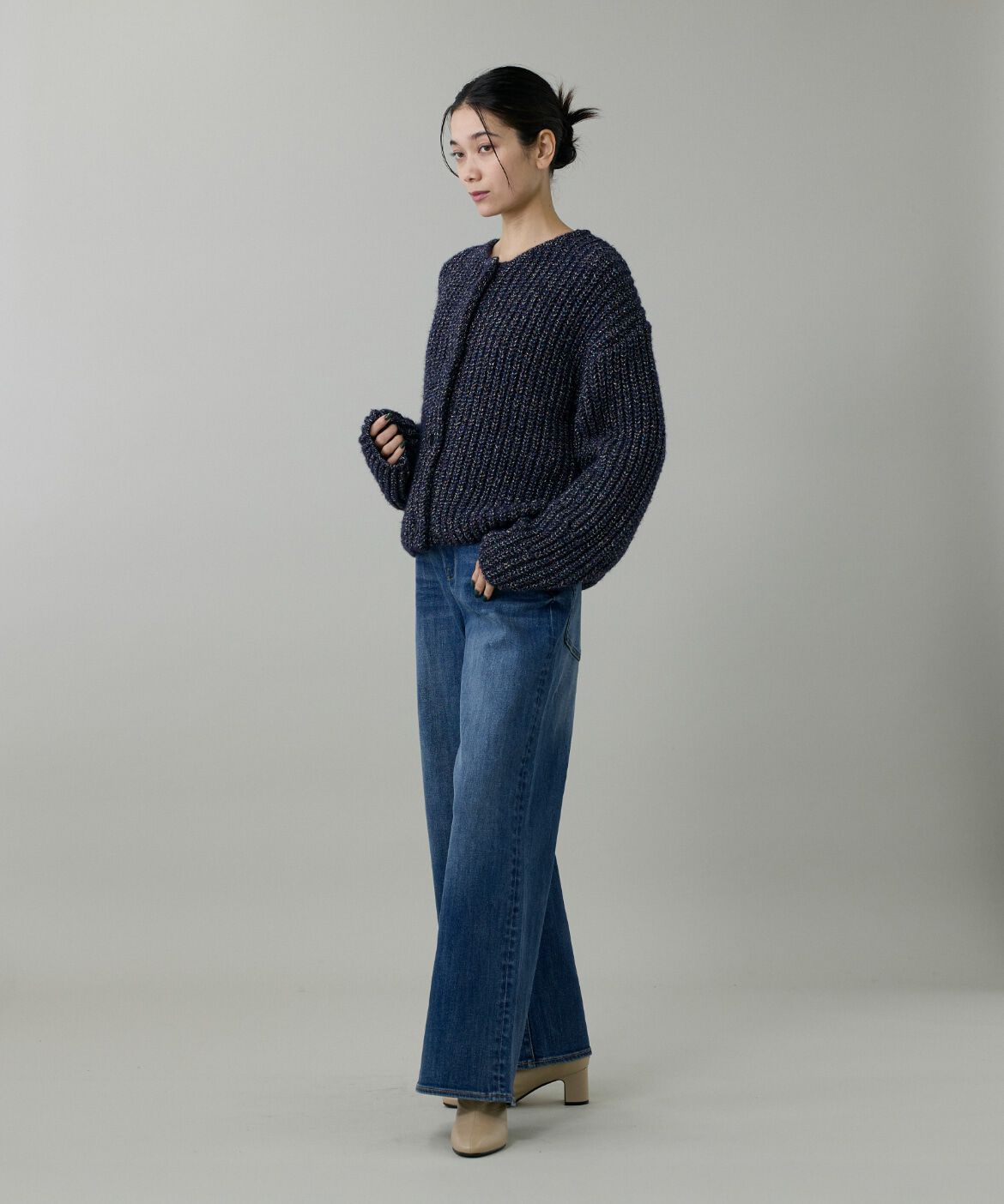 INED「片畦クルーネックカーディガン」|カーディガン|