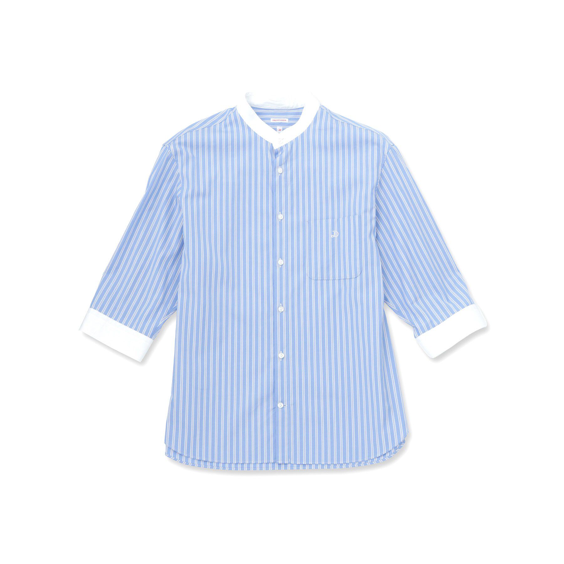 DRESSTERIOR「バンドカラー ストライプスリークォーターシャツ」|シャツ・ブラウス|