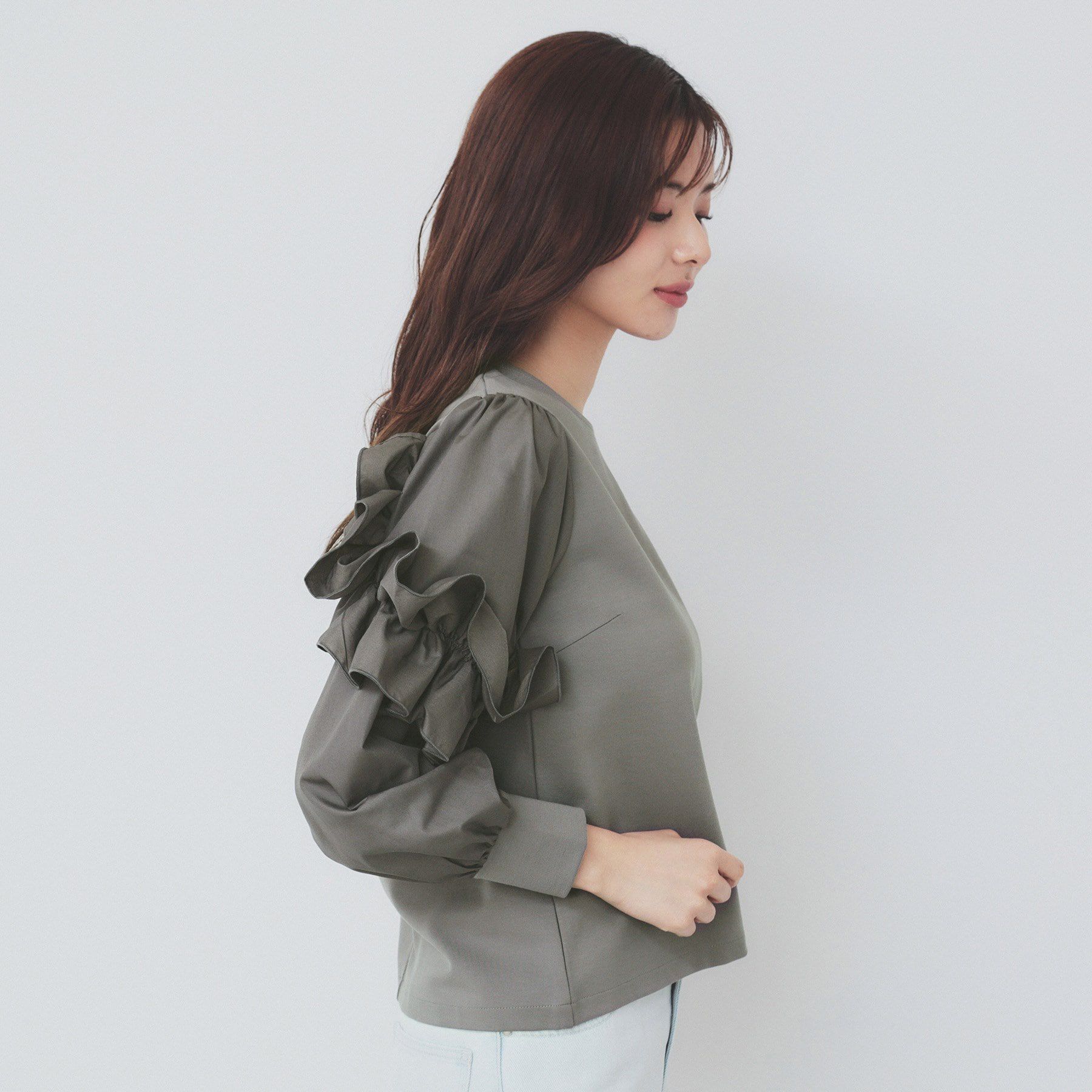 index「フリルスリーブドッキングトップス【洗濯機洗い可】」|Tシャツ・カットソー|