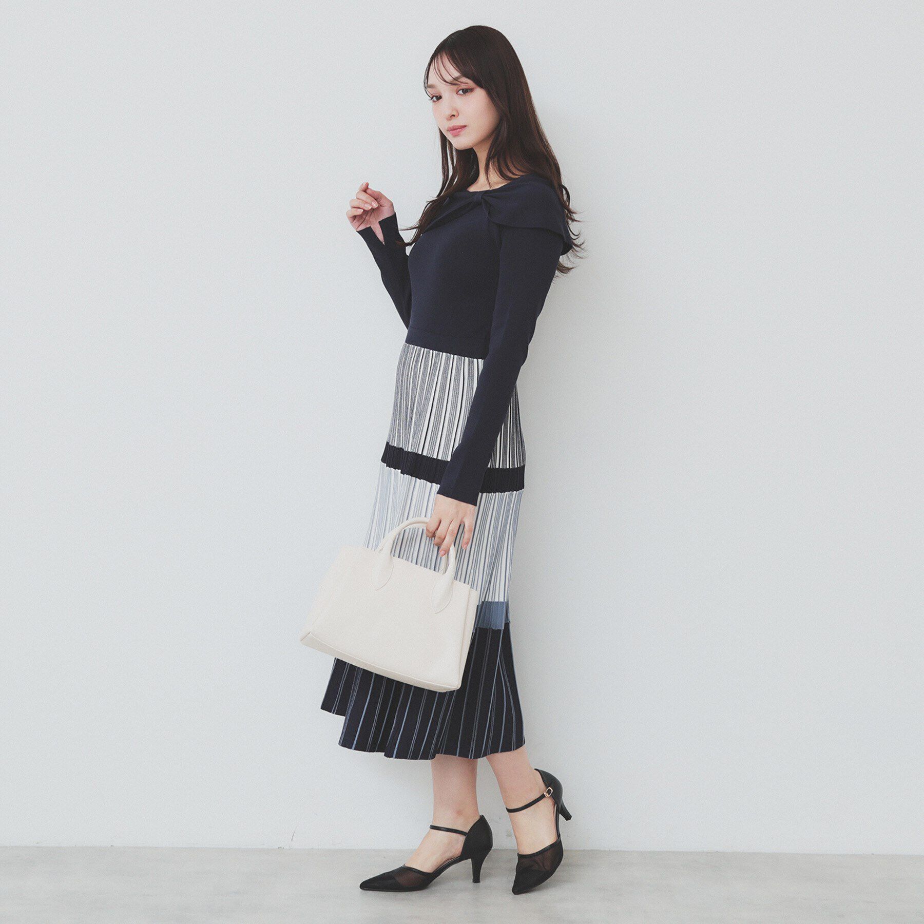 index「ランダムボーダーニットワンピース【洗濯機洗い可】」|ワンピース|