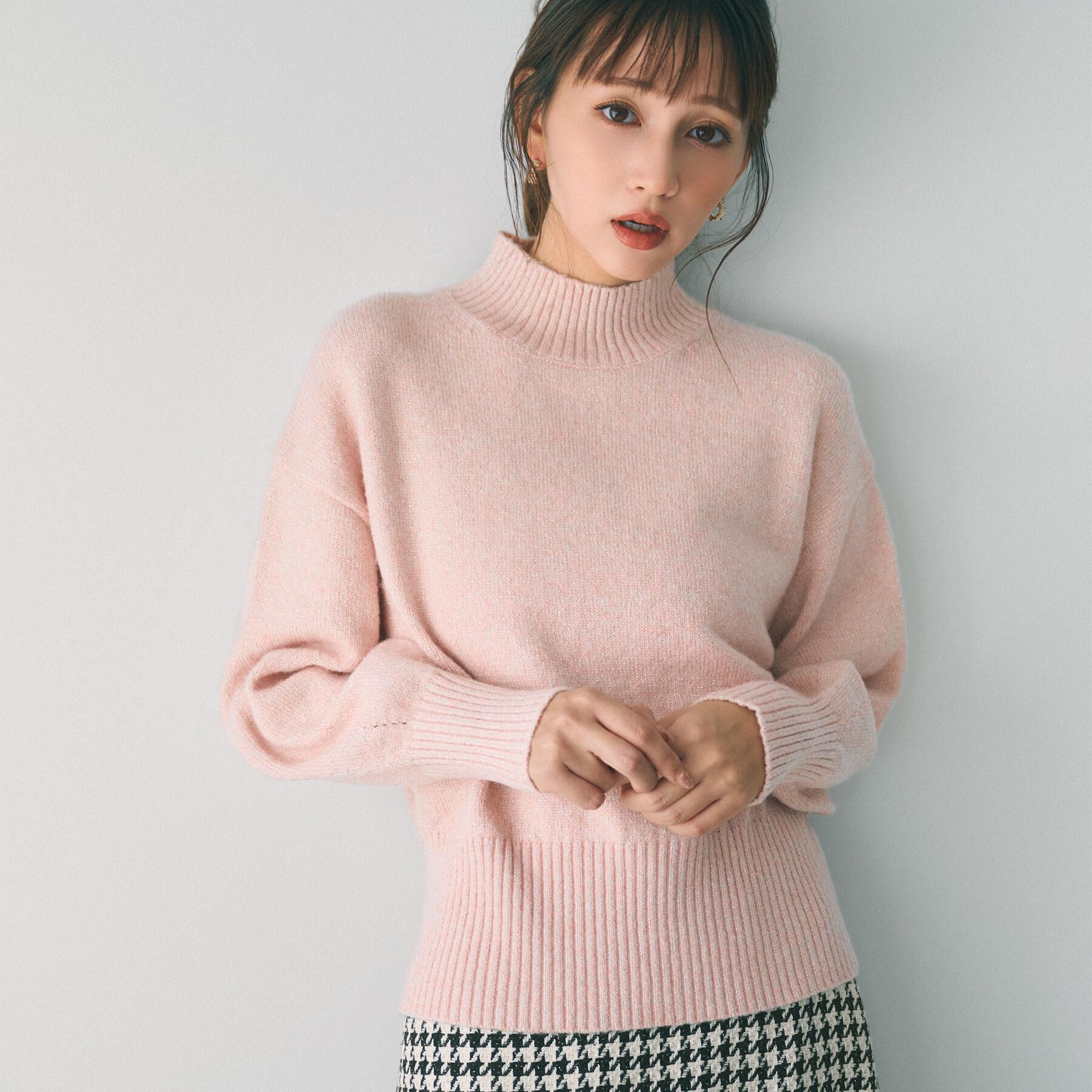 index「選べる2丈 ハイネックカラーミックスラメニット【洗濯機OK】」|ニット・セーター|