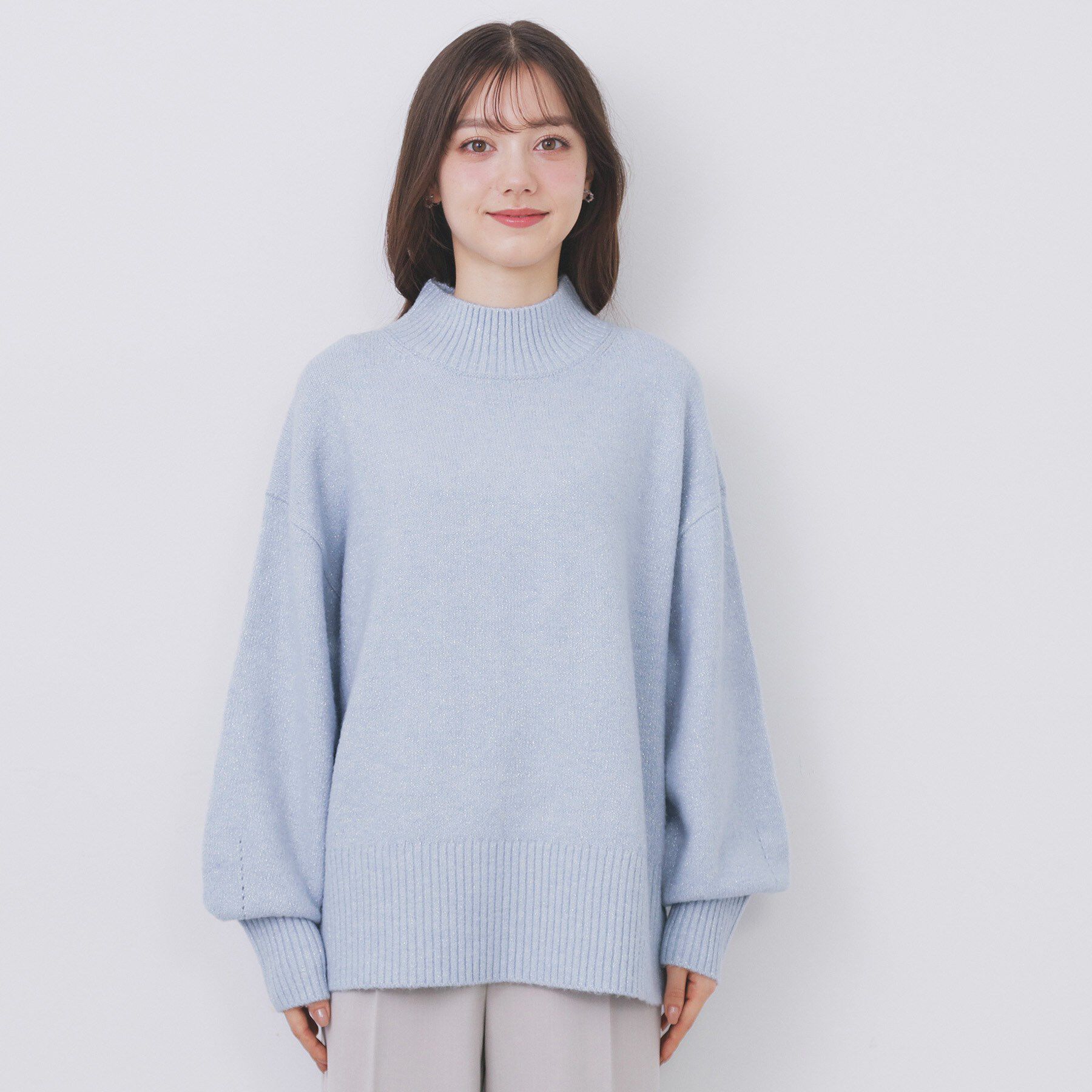 index「選べる2丈 ハイネックカラーミックスラメニット【洗濯機OK】」|ニット・セーター|