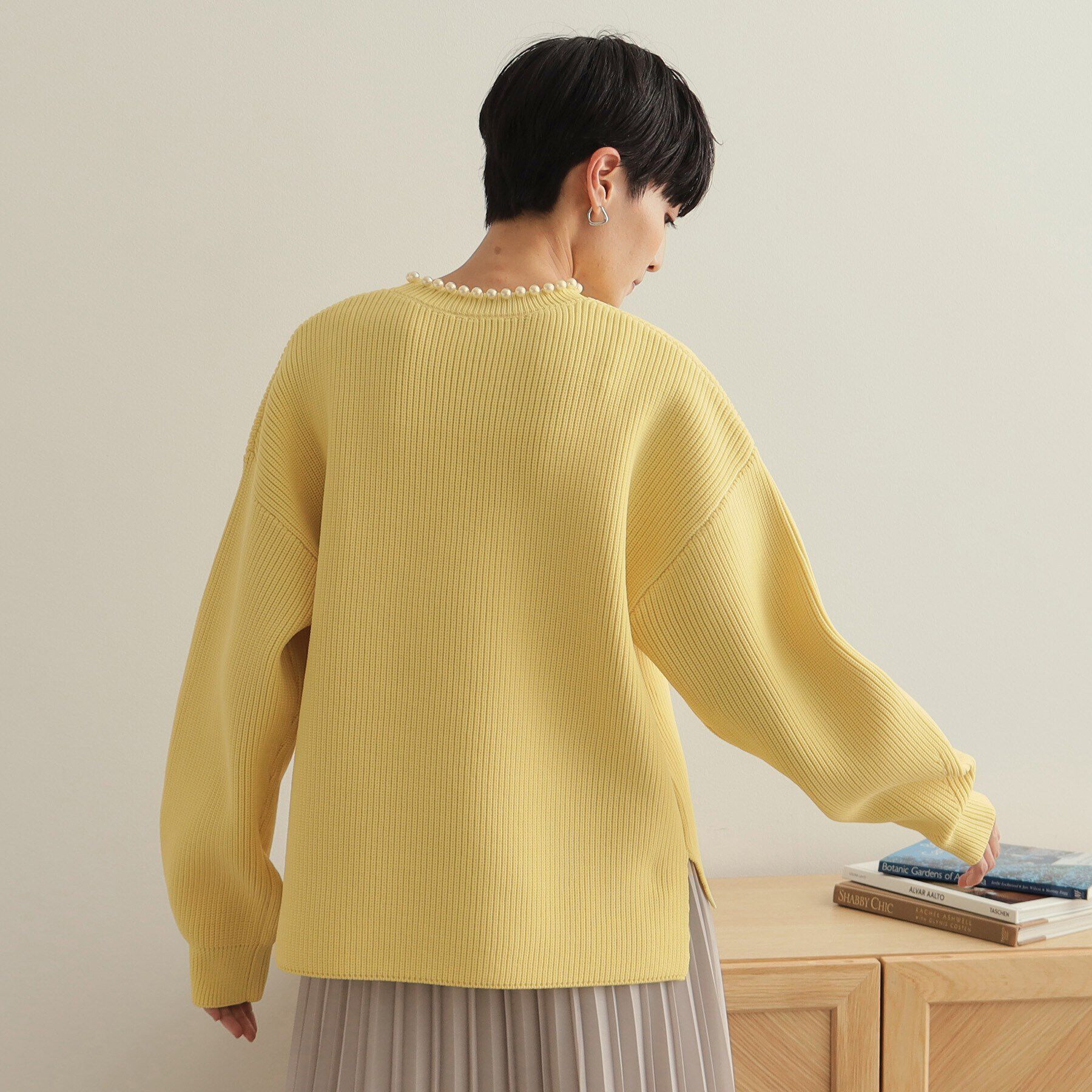 OPAQUE.CLIP「パール調ボタン付ニット【洗濯機洗い可/抗ピル】」|ニット・セーター|