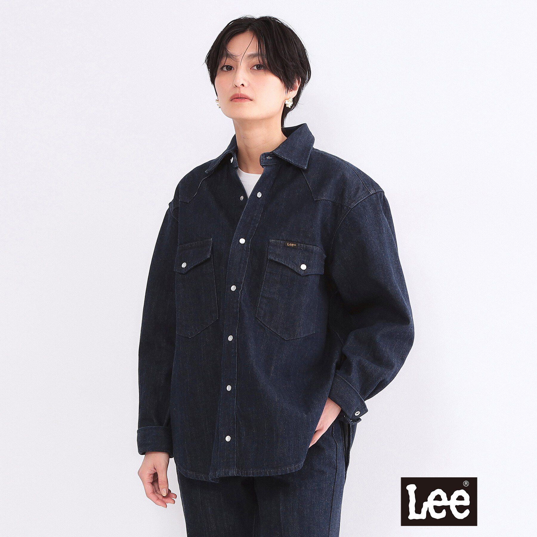 OPAQUE.CLIP「【Lee別注】ウエスタンシャツデニムジャケット【洗濯機OK】」|デニムジャケット|ネイビー(094)
