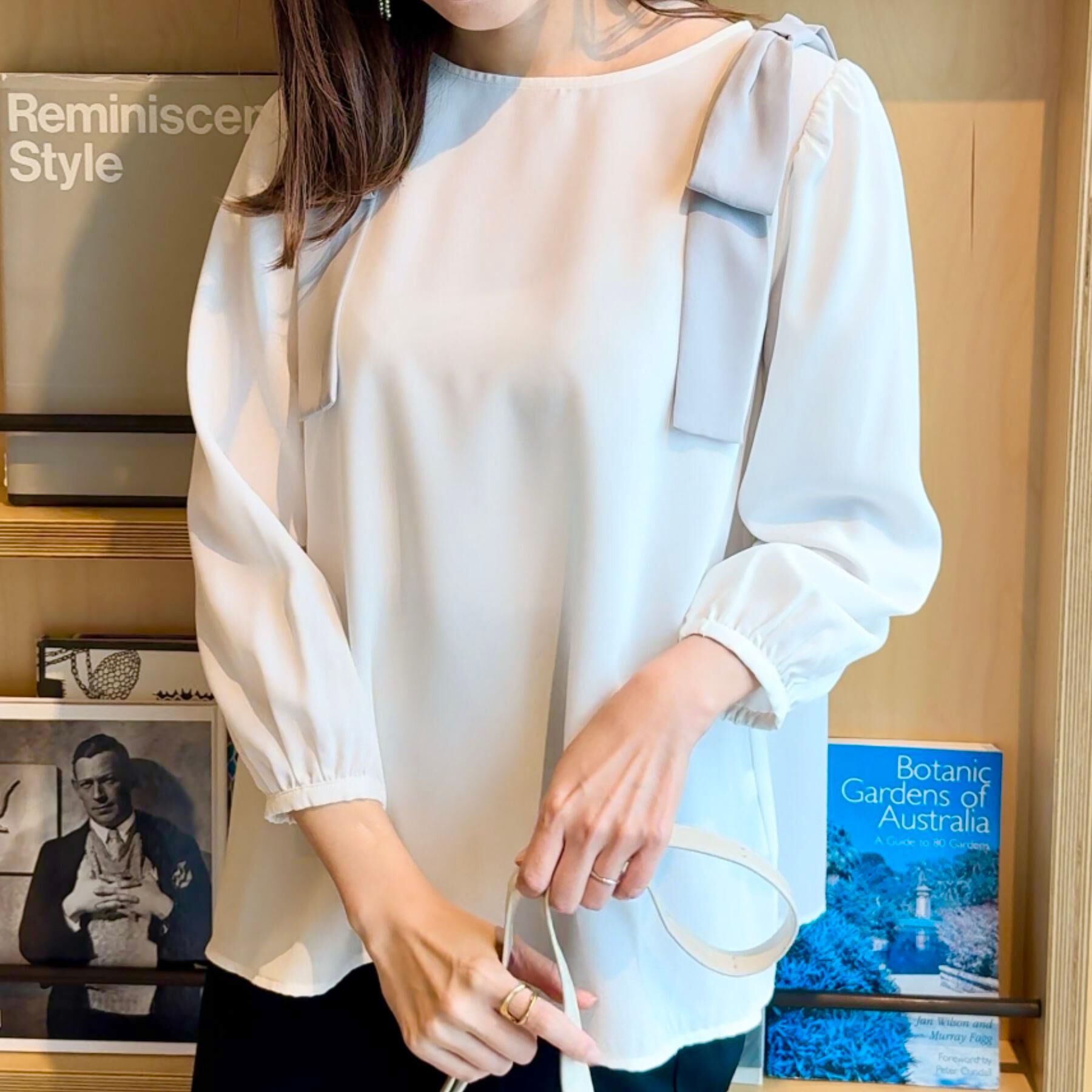 Couture broach「【フェミニン・通勤】肩リボンシフォンブラウス」|シャツ・ブラウス|