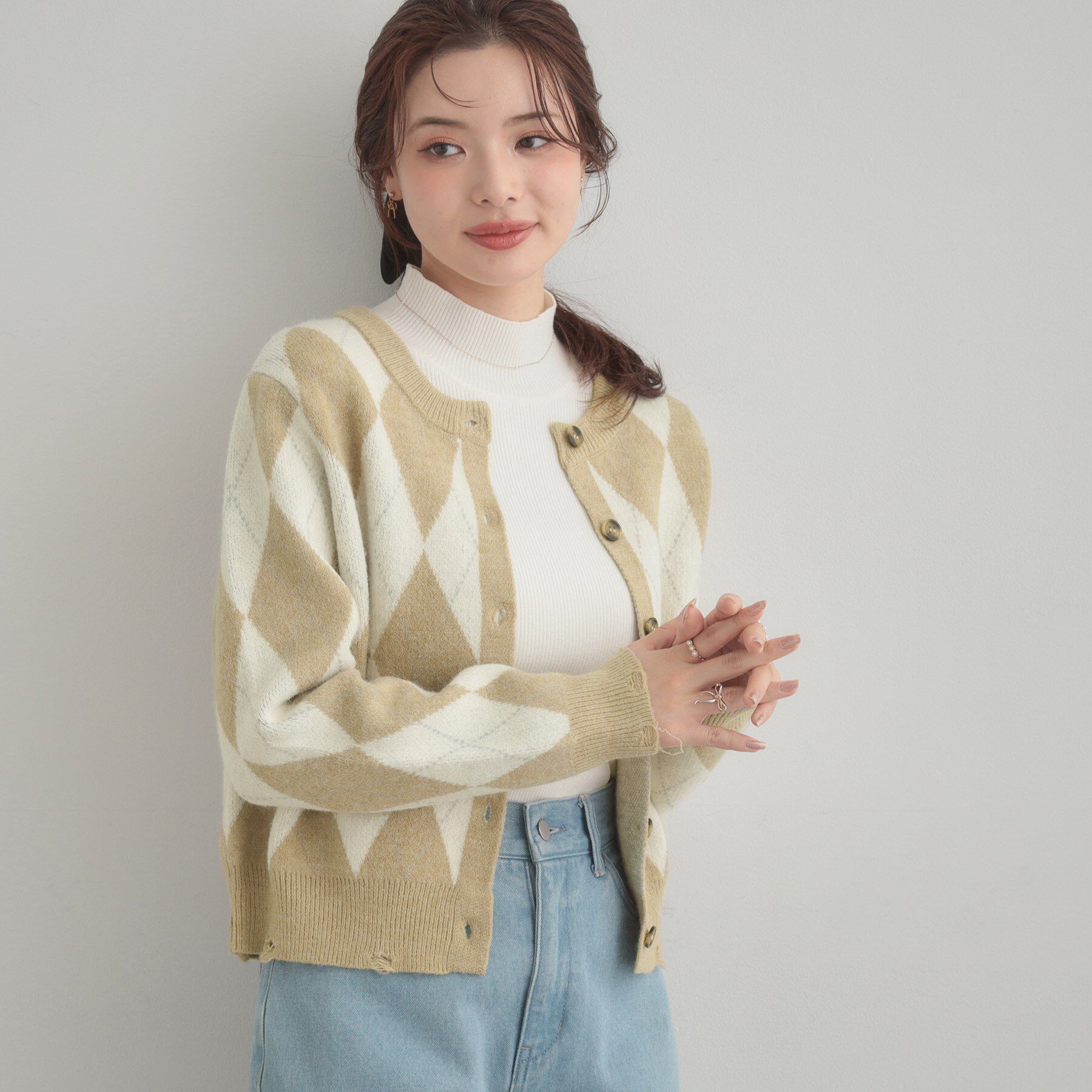 Couture broach「アーガイルニットカーディガン」|カーディガン|