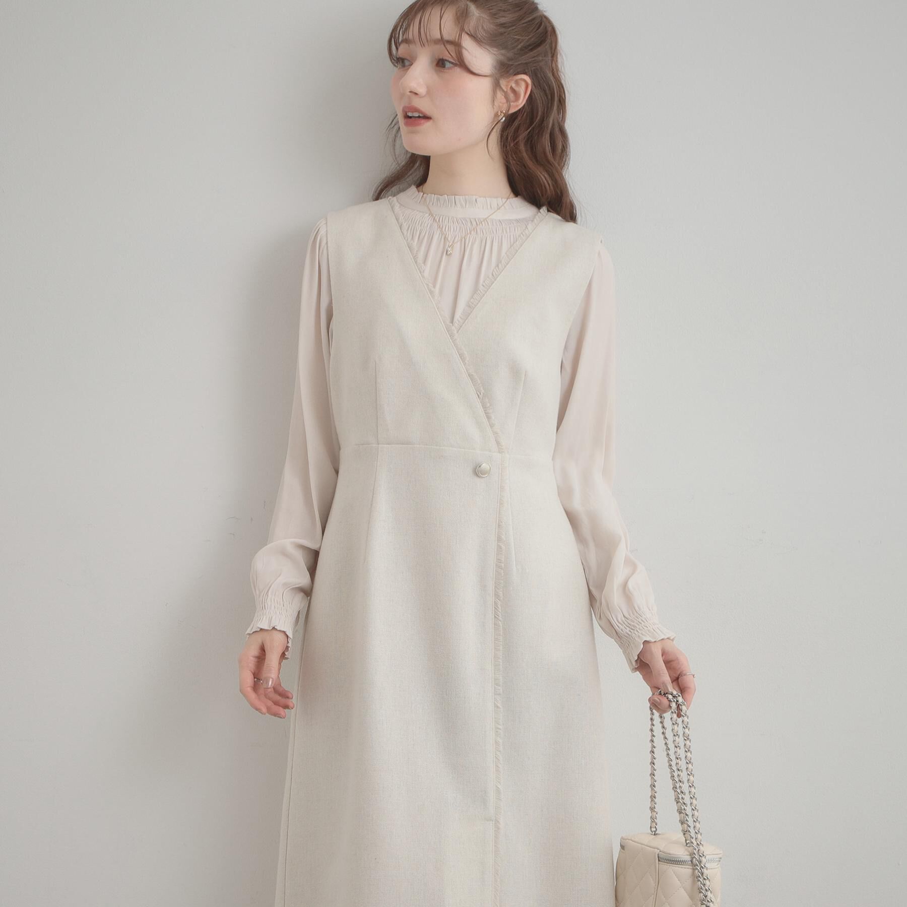 Couture broach「【ハレの日・通勤】フリンジツイードジャンスカ」|ジャンパースカート|