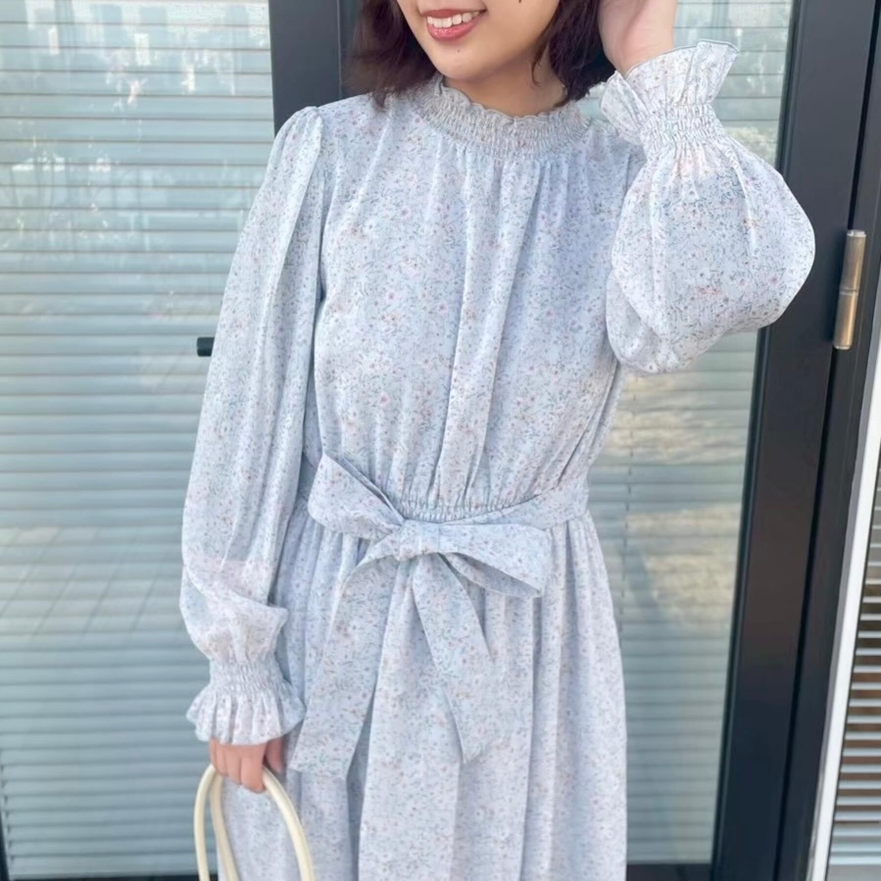 Couture broach「【洗える・着映え】楊柳小花シャーリングワンピース」|ワンピース|