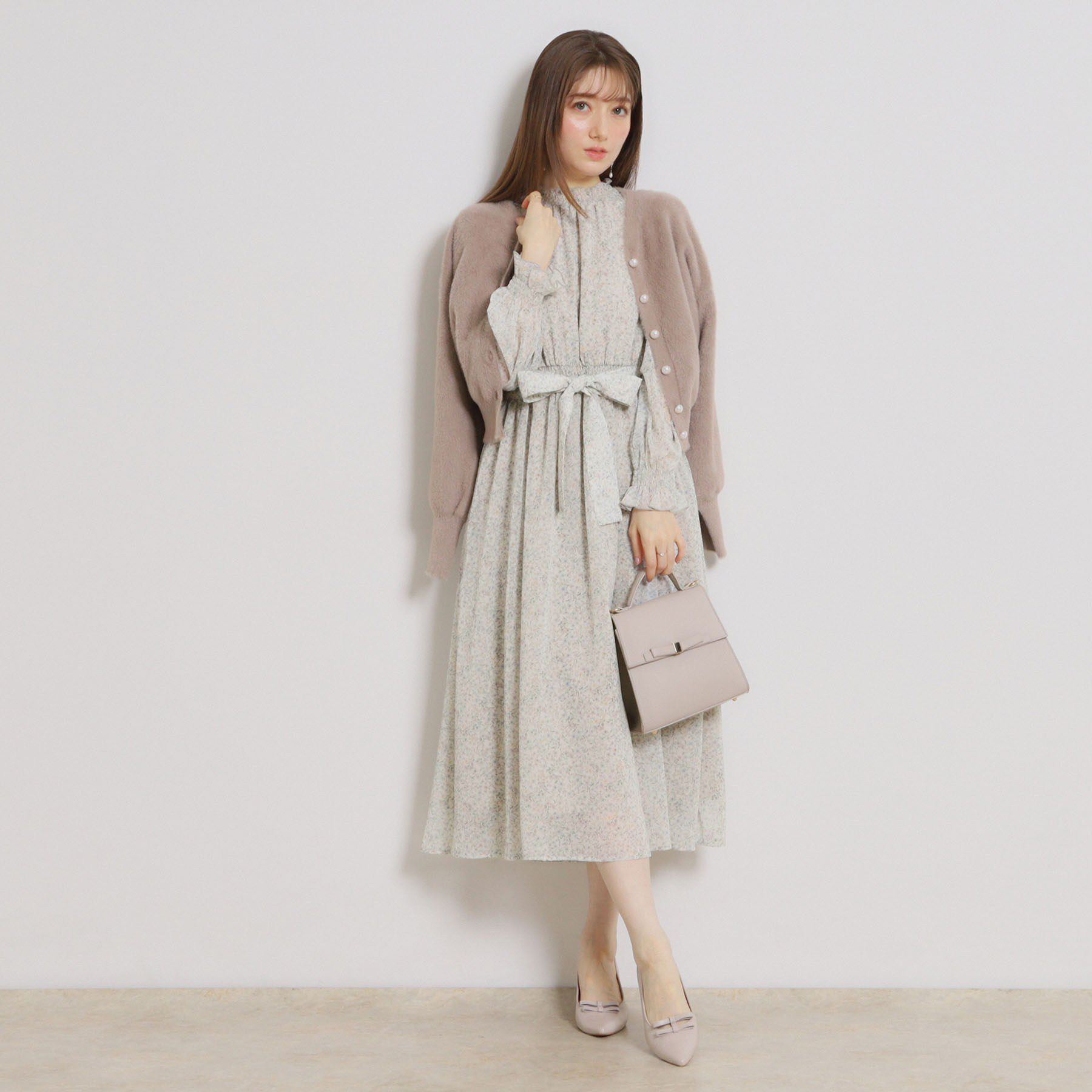 Couture broach「【洗える・着映え】楊柳小花シャーリングワンピース」|ワンピース|