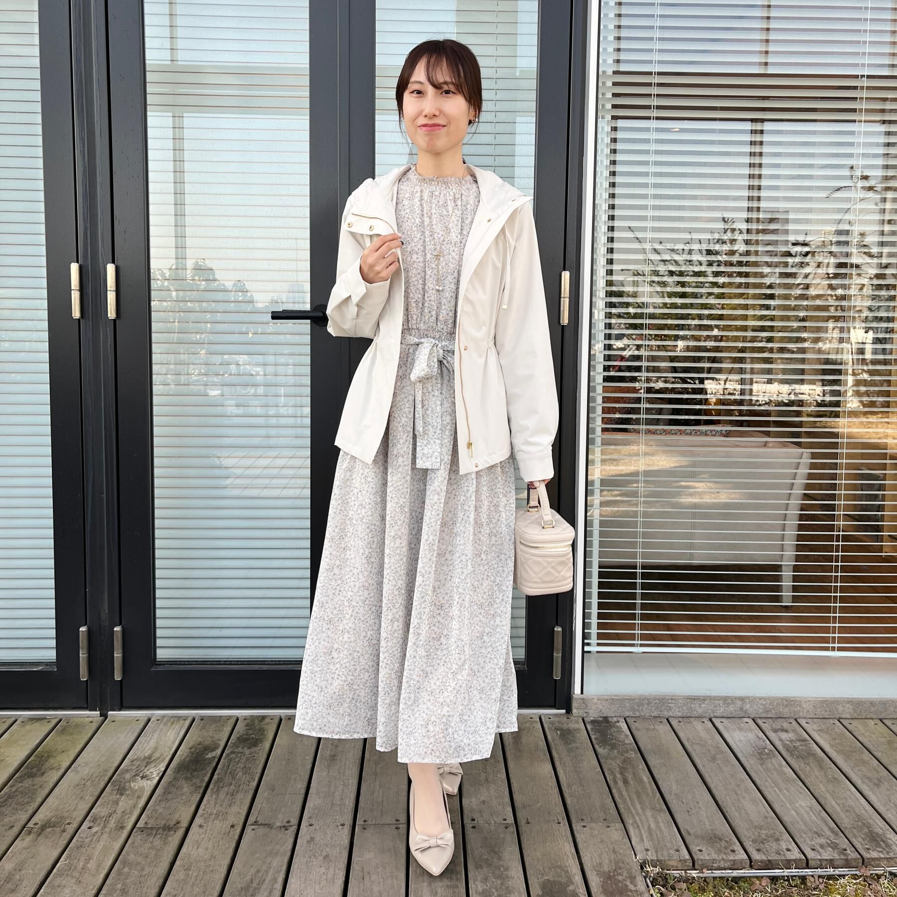 Couture broach「【洗える・着映え】楊柳小花シャーリングワンピース」|ワンピース|