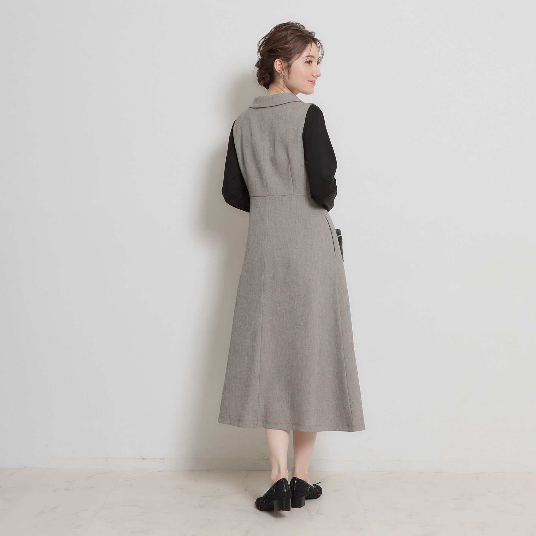 Couture broach「【通勤】リネンライク ジレにもなるジャンスカ」|ジャンパースカート|