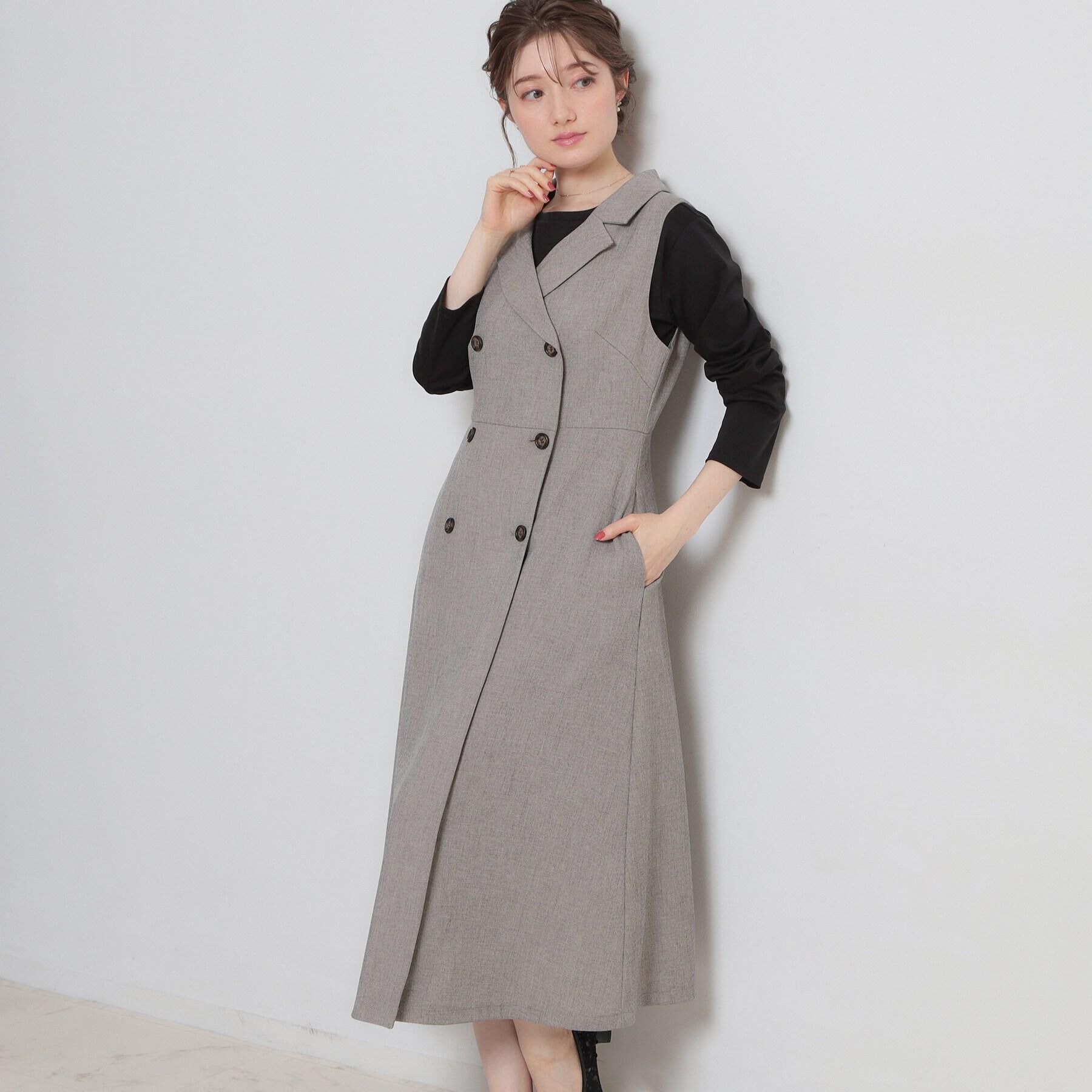 Couture broach「【通勤】リネンライク ジレにもなるジャンスカ」|ジャンパースカート|