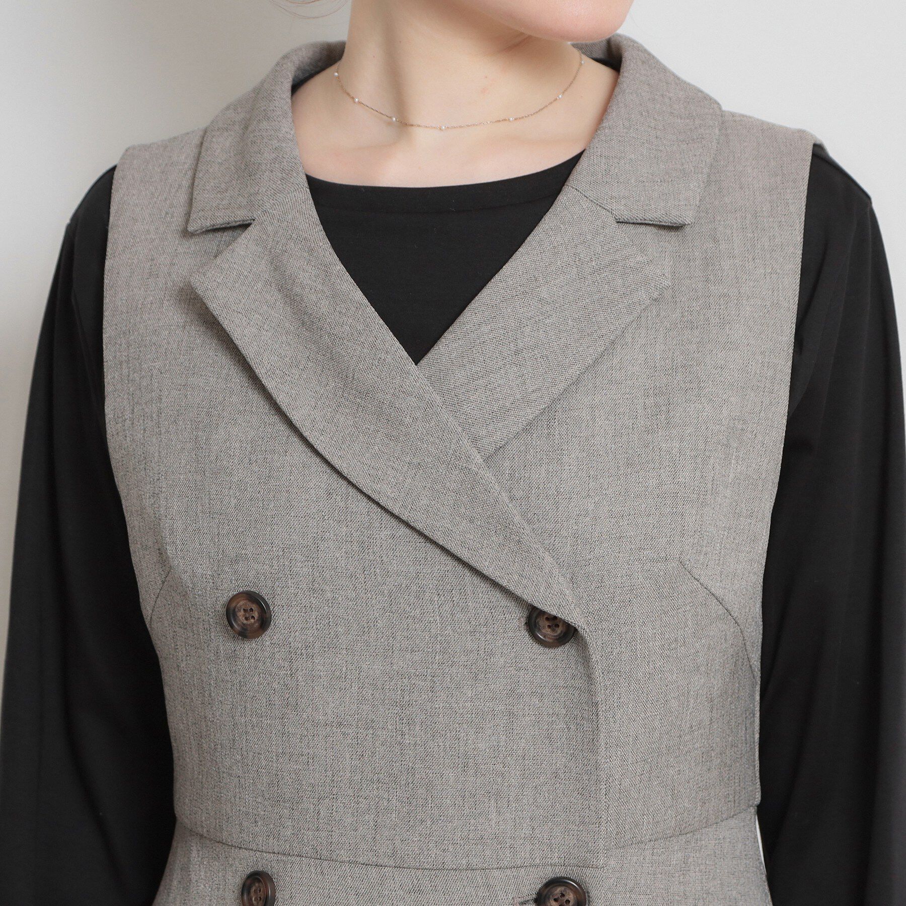 Couture broach「【通勤】リネンライク ジレにもなるジャンスカ」|ジャンパースカート|