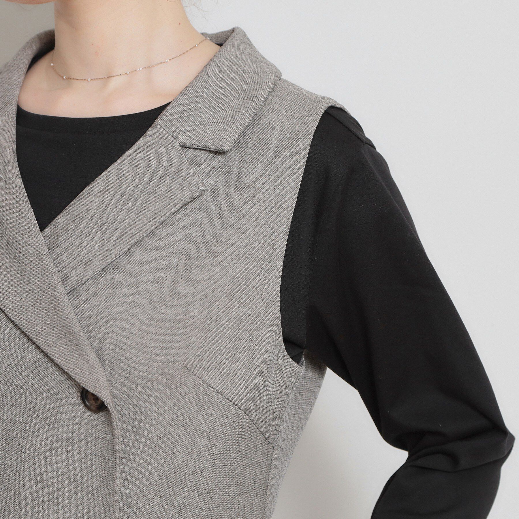 Couture broach「【通勤】リネンライク ジレにもなるジャンスカ」|ジャンパースカート|