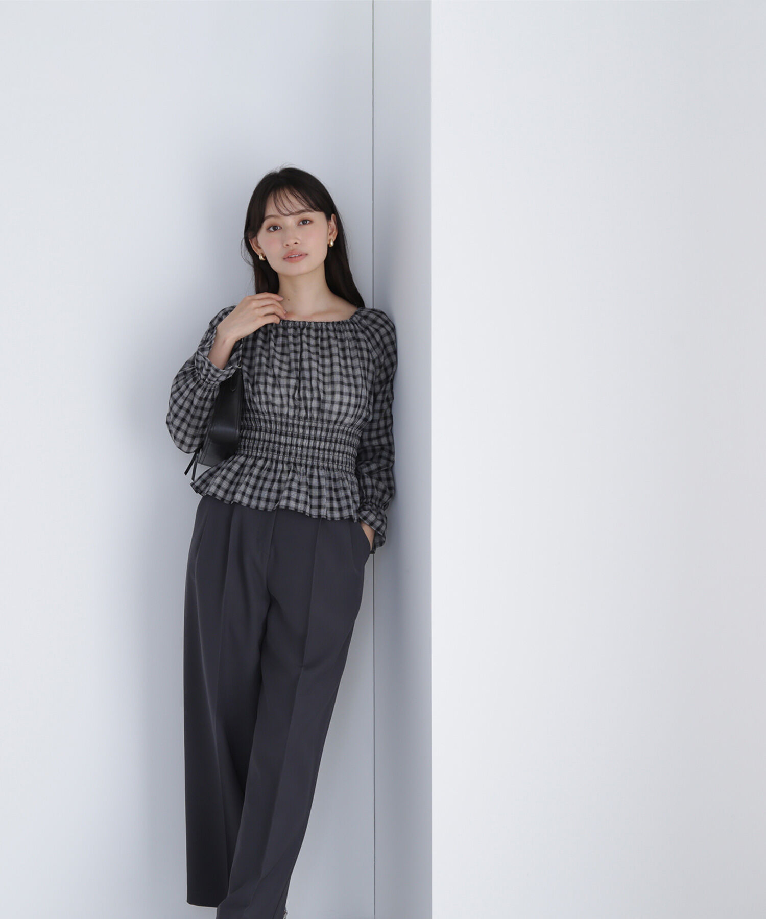 「チェックペプラムブラウス」|シャツ・ブラウス|