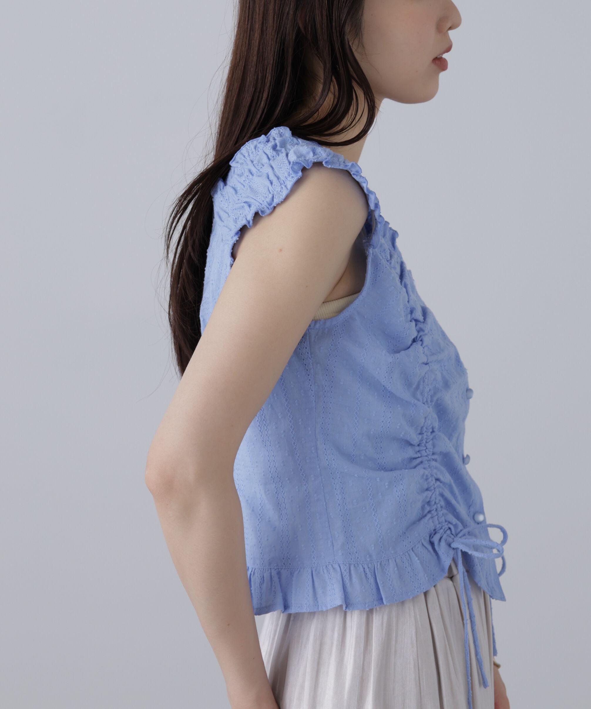 「ドロストリボンフレンチブラウス」|シャツ・ブラウス|
