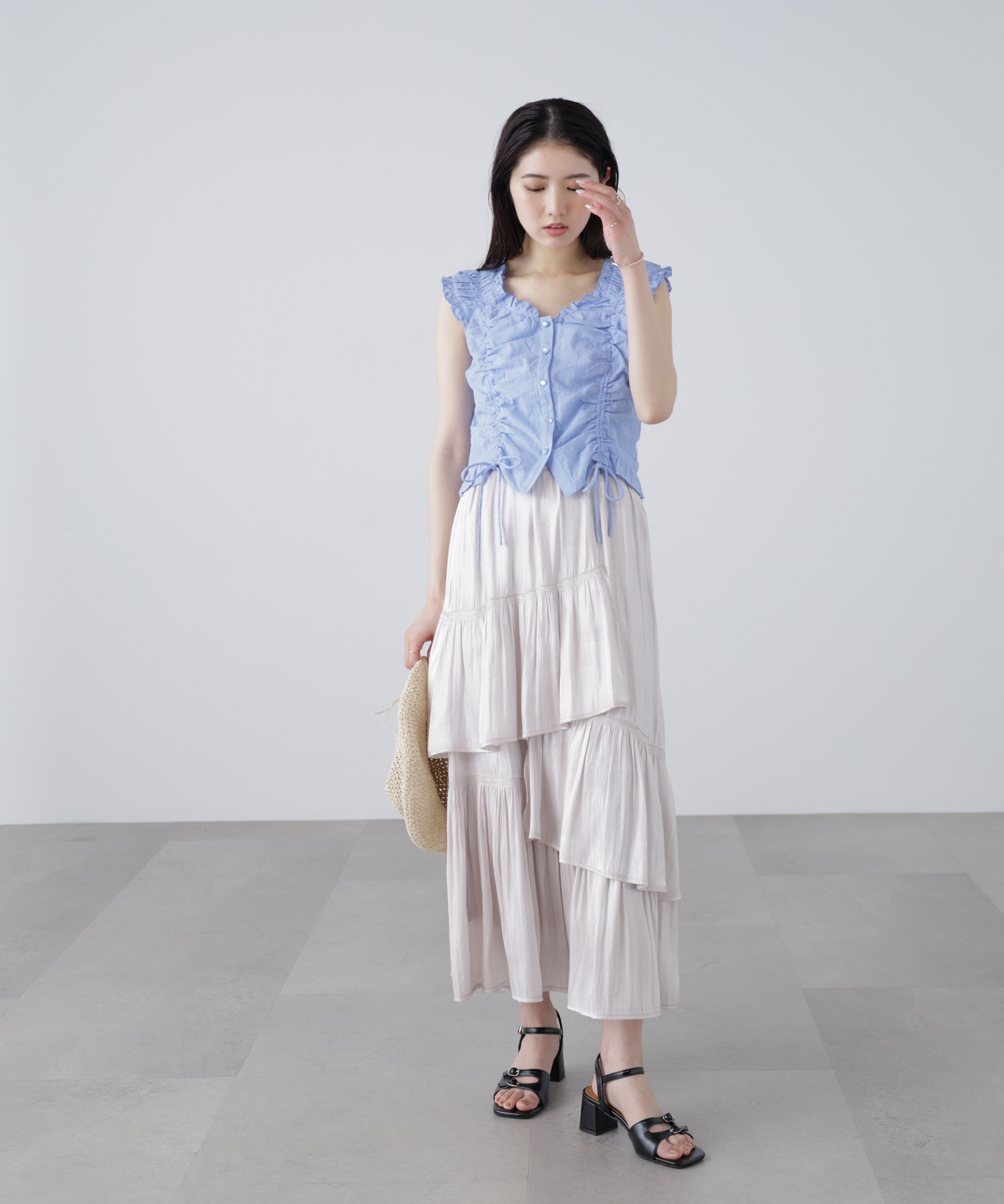  「ドロストリボンフレンチブラウス」|シャツ・ブラウス|