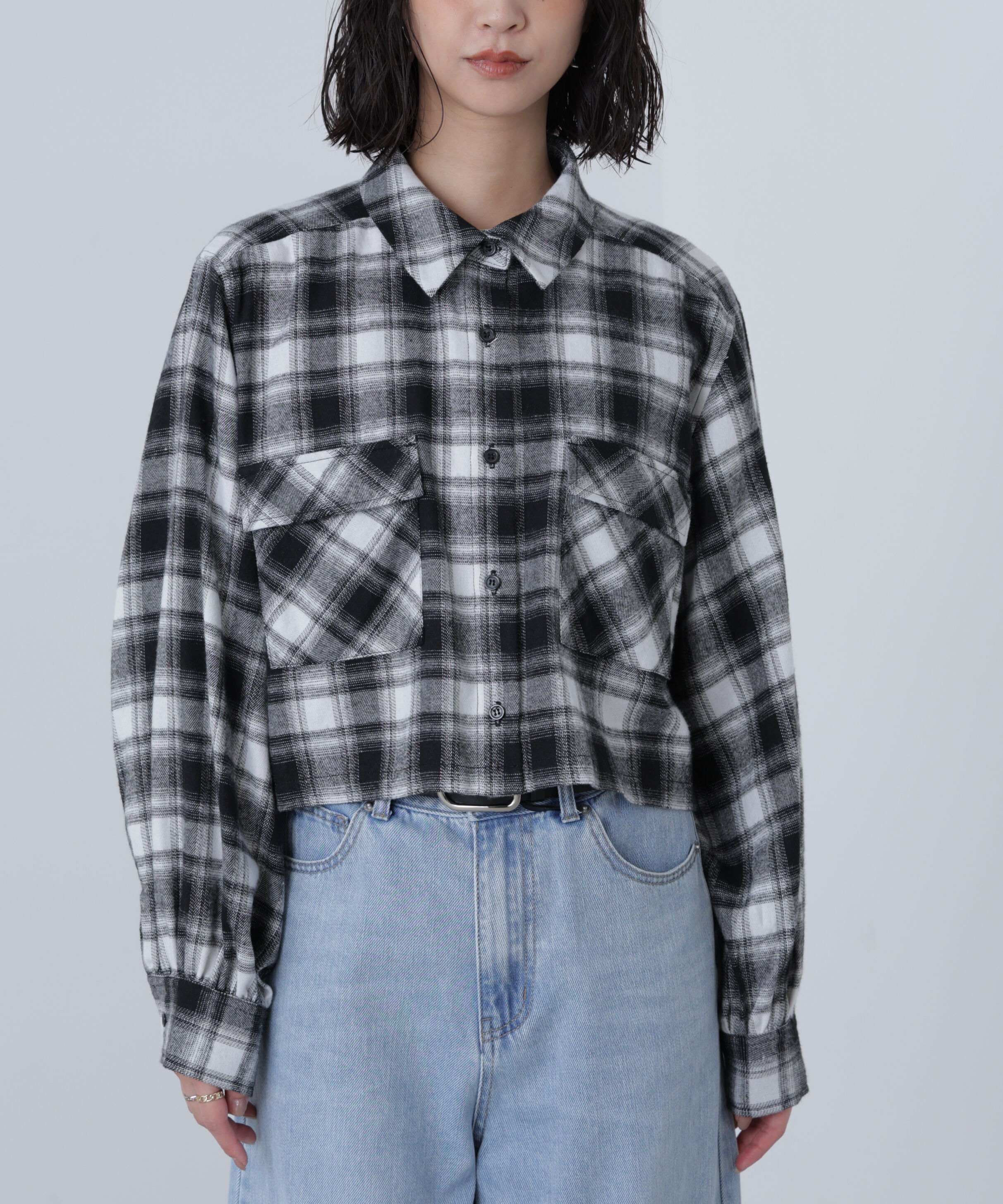  「ビッグポケットショート丈シャツ」|シャツ・ブラウス|