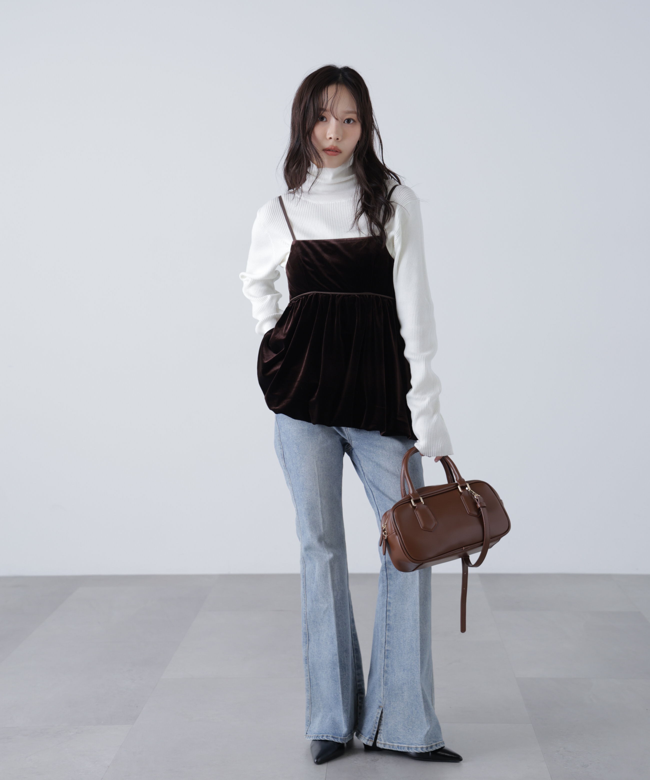  「ベロアバルーンチュニックブラウス」|シャツ・ブラウス|