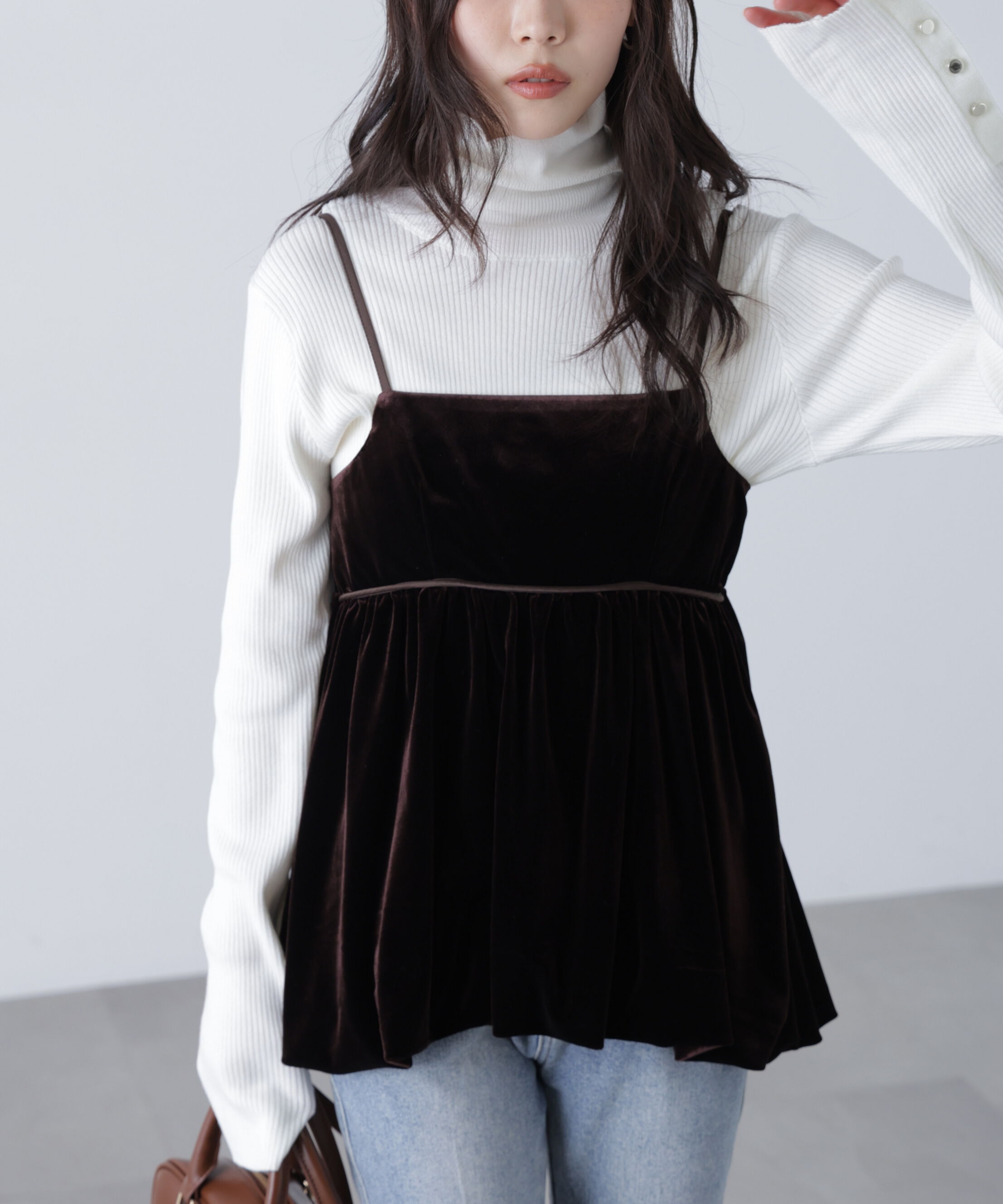  「ベロアバルーンチュニックブラウス」|シャツ・ブラウス|