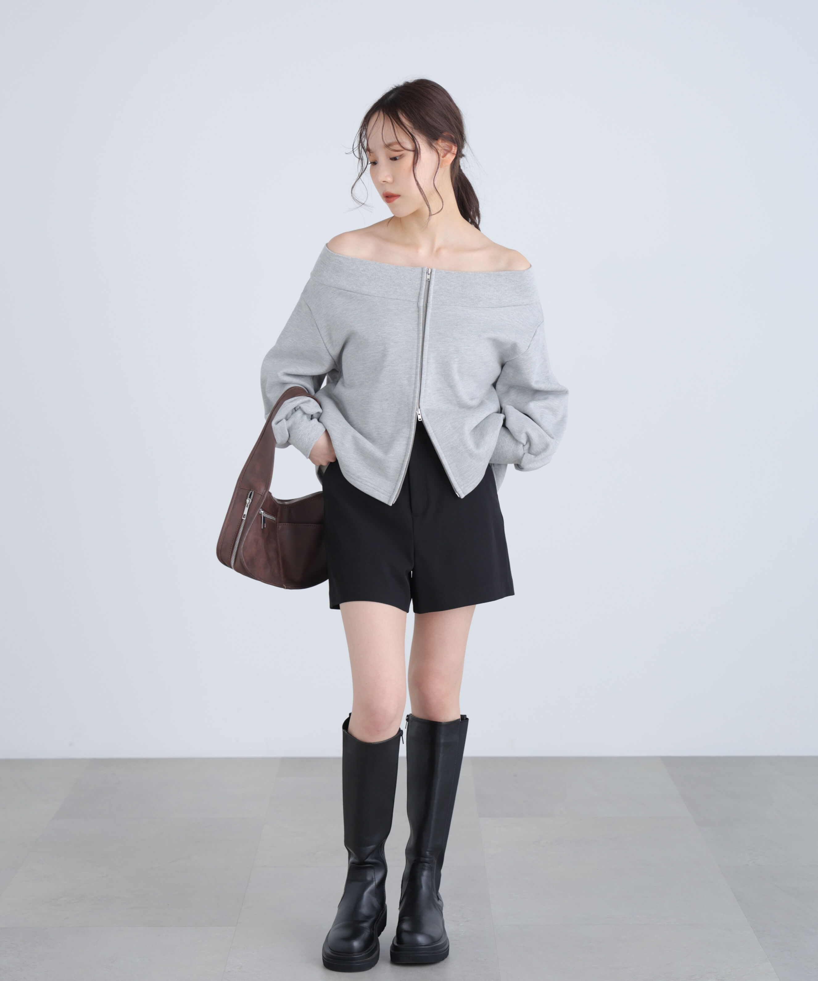  「袖バルーンオフショルZIPカットソー」|Tシャツ・カットソー|