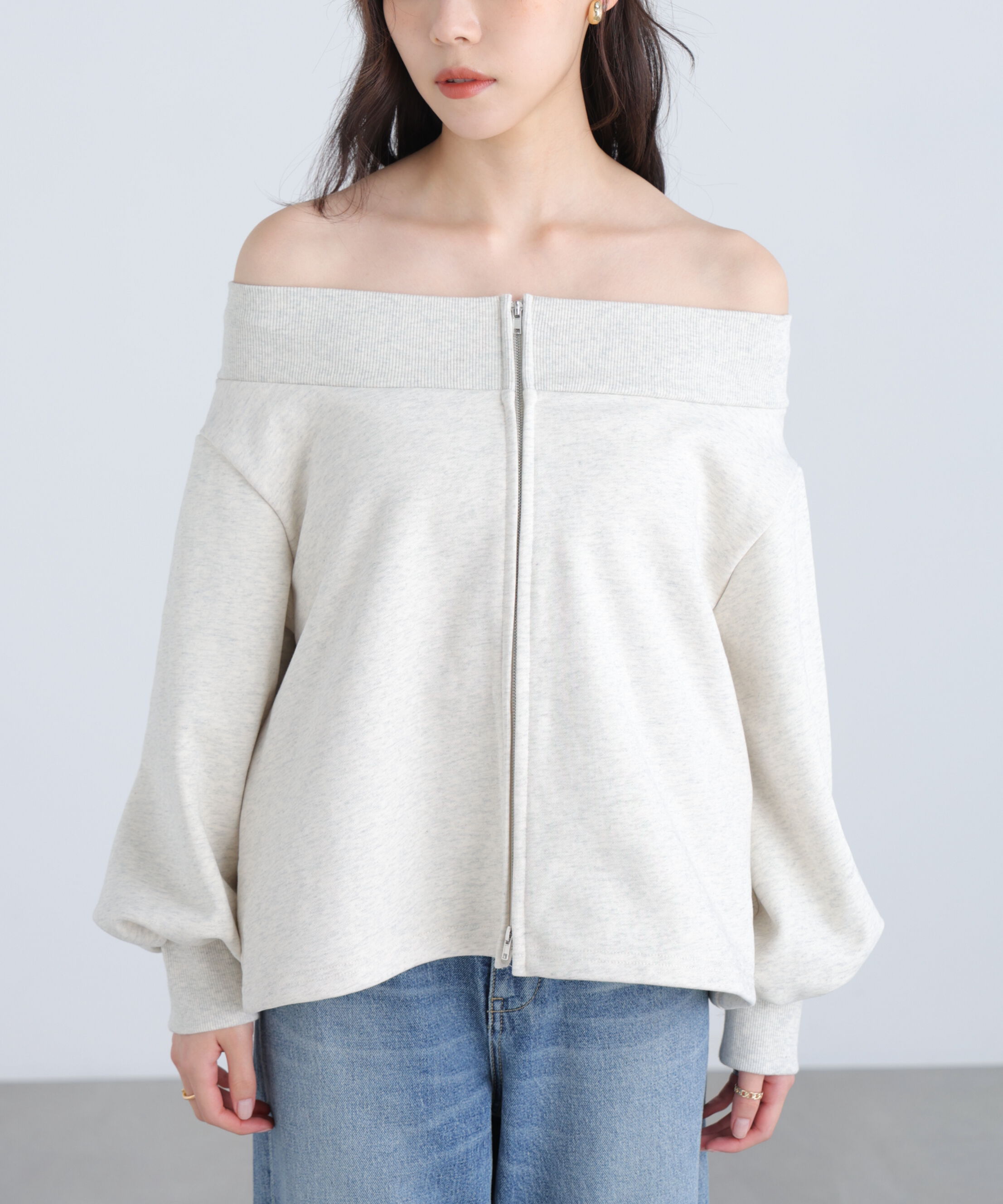  「袖バルーンオフショルZIPカットソー」|Tシャツ・カットソー|