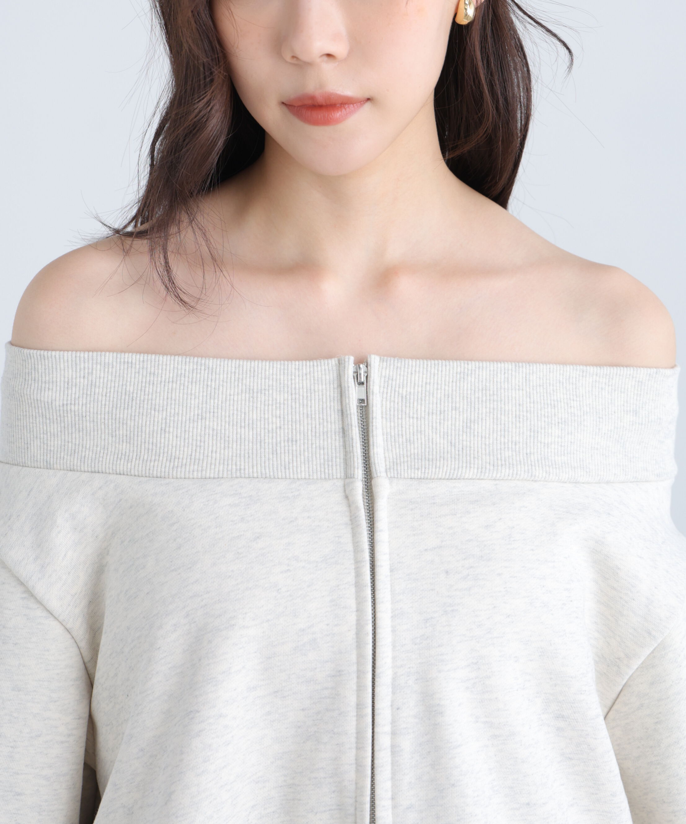  「袖バルーンオフショルZIPカットソー」|Tシャツ・カットソー|