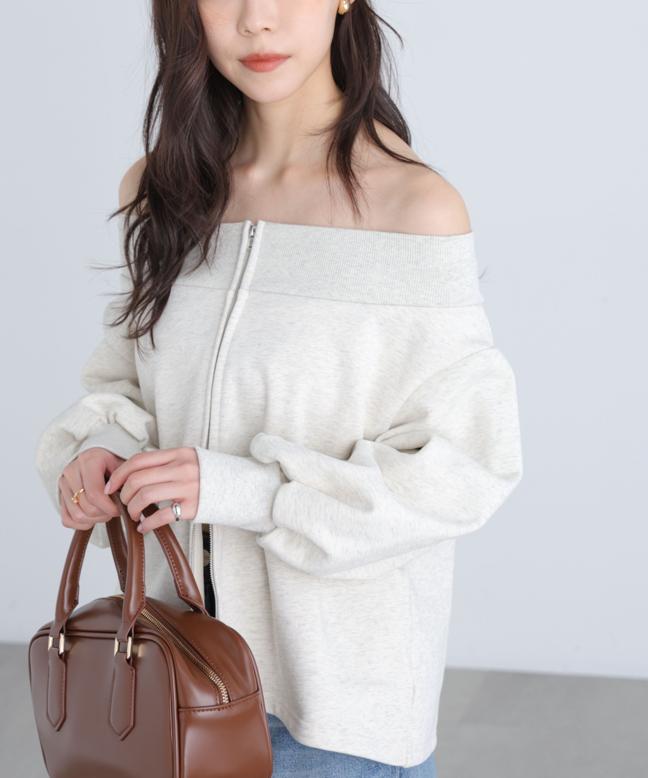  「袖バルーンオフショルZIPカットソー」|Tシャツ・カットソー|