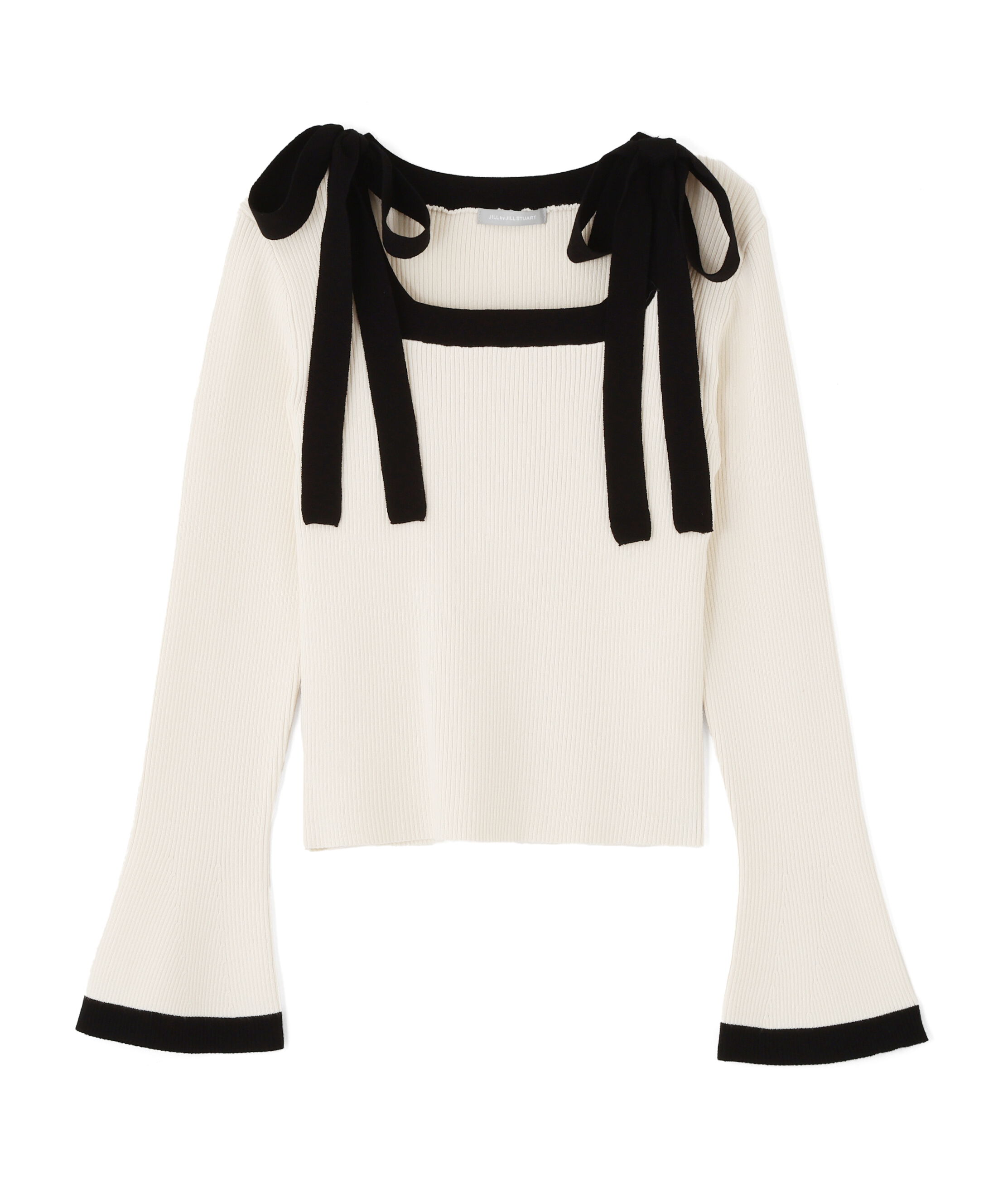  「肩リボン配色ニット」|ニット・セーター|ホワイト