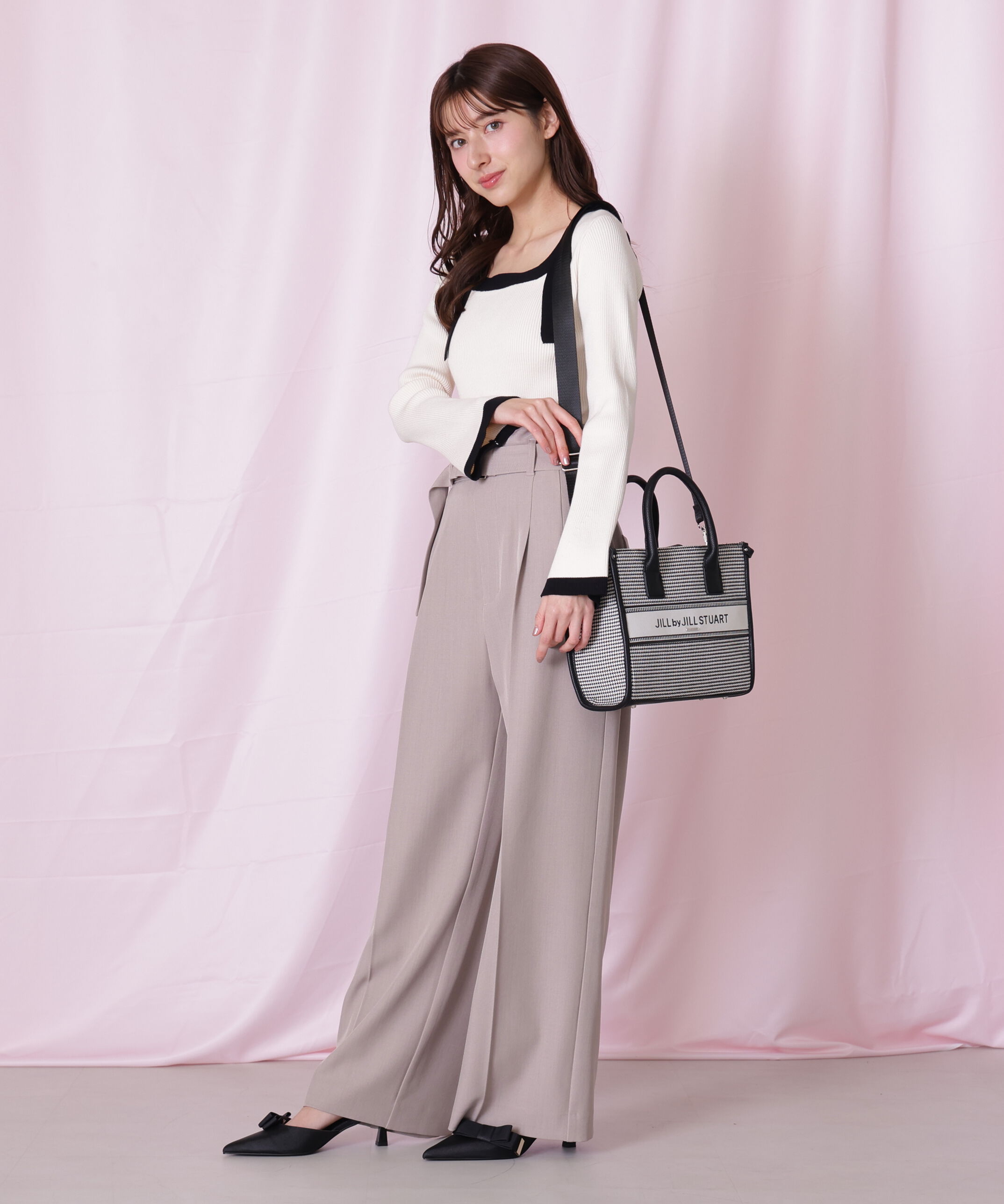  「肩リボン配色ニット」|ニット・セーター|