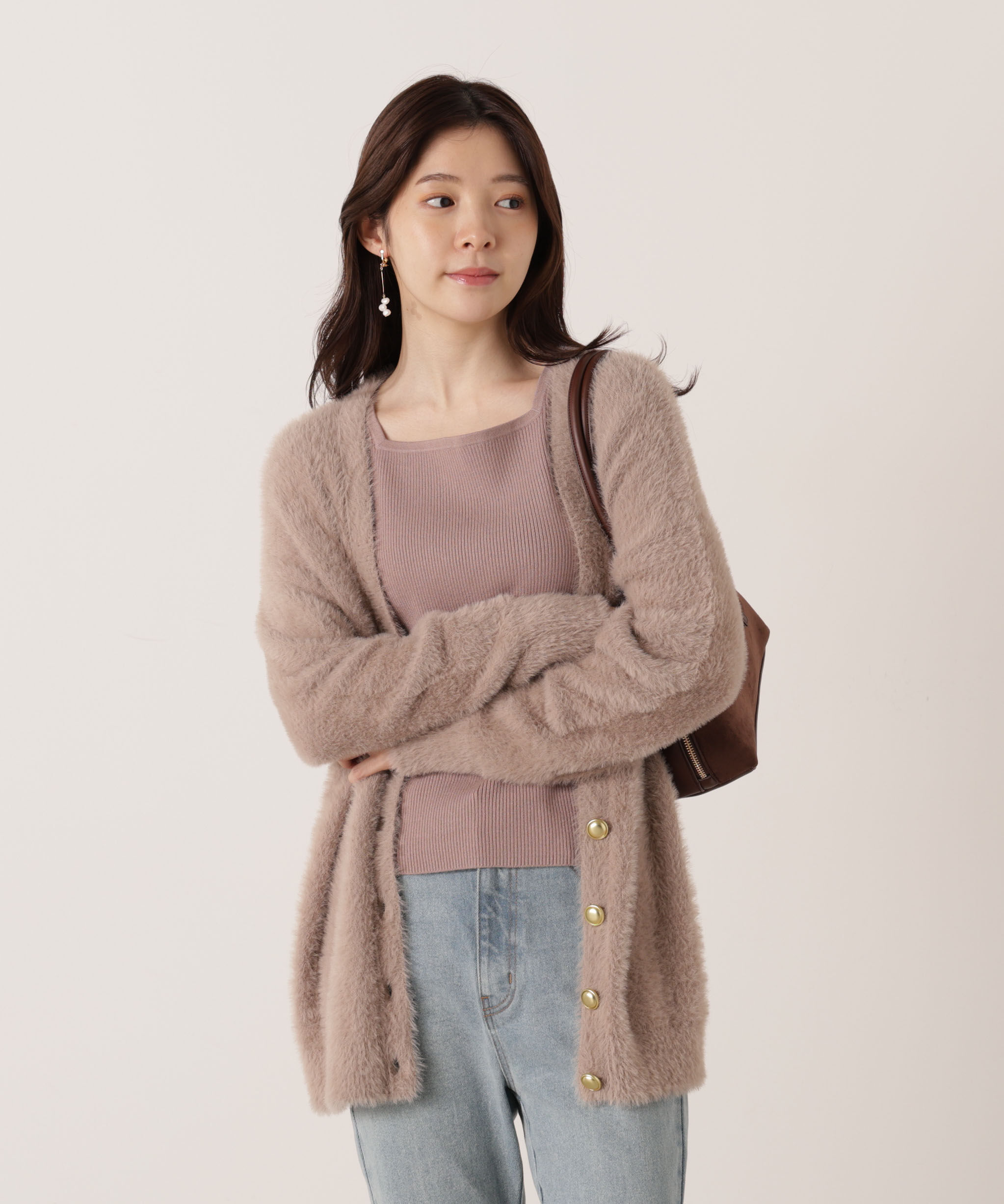 PROPORTION BODY DRESSING「シャギーカーデアンサンブル 25AW」|ニット・セーター|ブラウン1