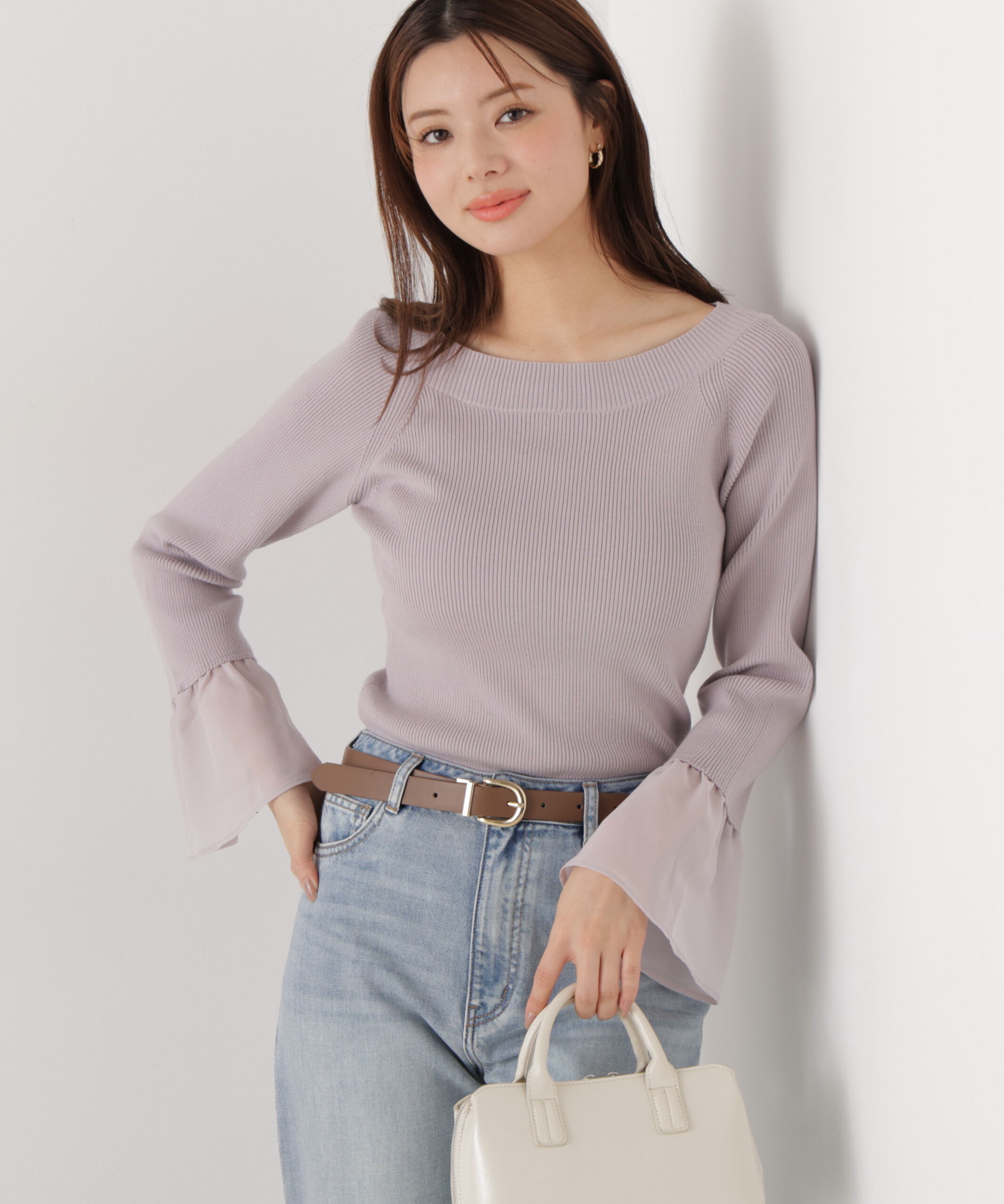 PROPORTION BODY DRESSING「シアー切り替えスリーブニット　26SS」|ニット・セーター|