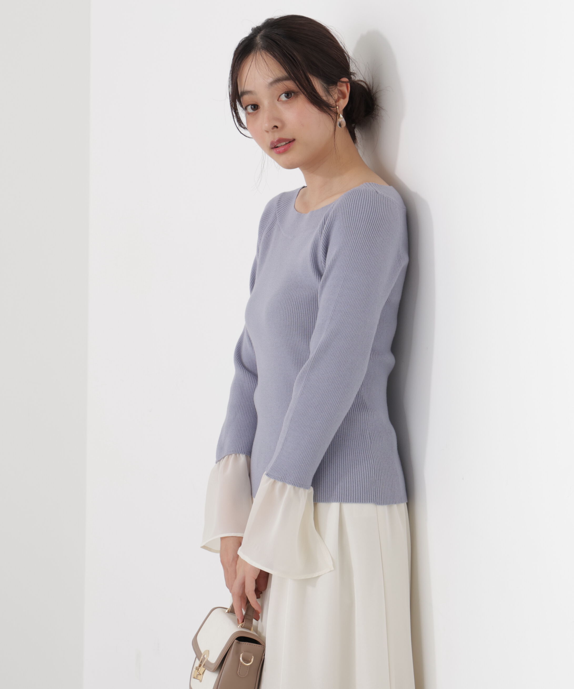 PROPORTION BODY DRESSING「シアー切り替えスリーブニット　26SS」|ニット・セーター|