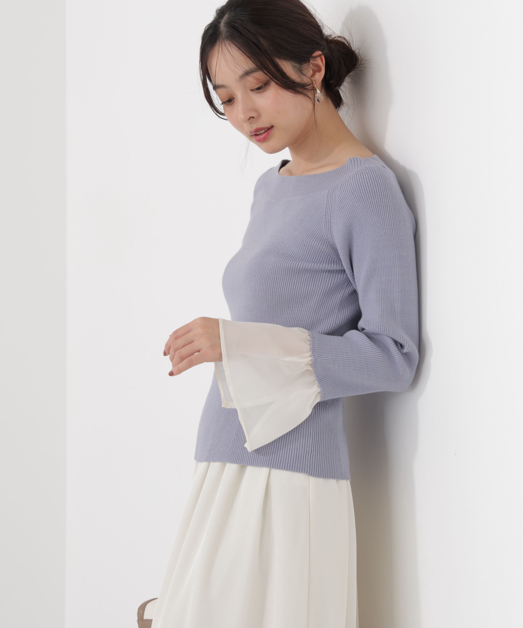 PROPORTION BODY DRESSING「シアー切り替えスリーブニット　26SS」|ニット・セーター|