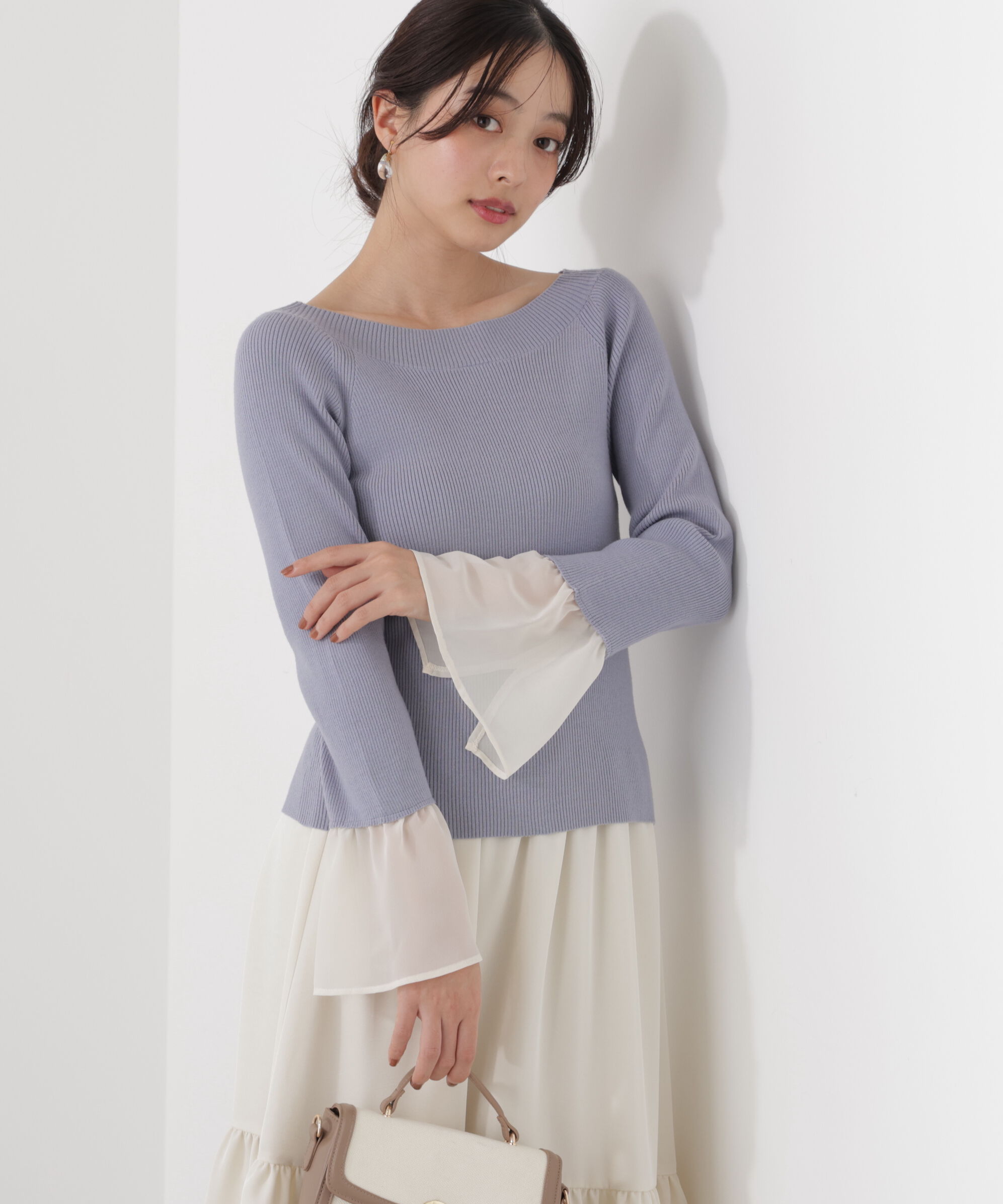 PROPORTION BODY DRESSING「シアー切り替えスリーブニット　26SS」|ニット・セーター|