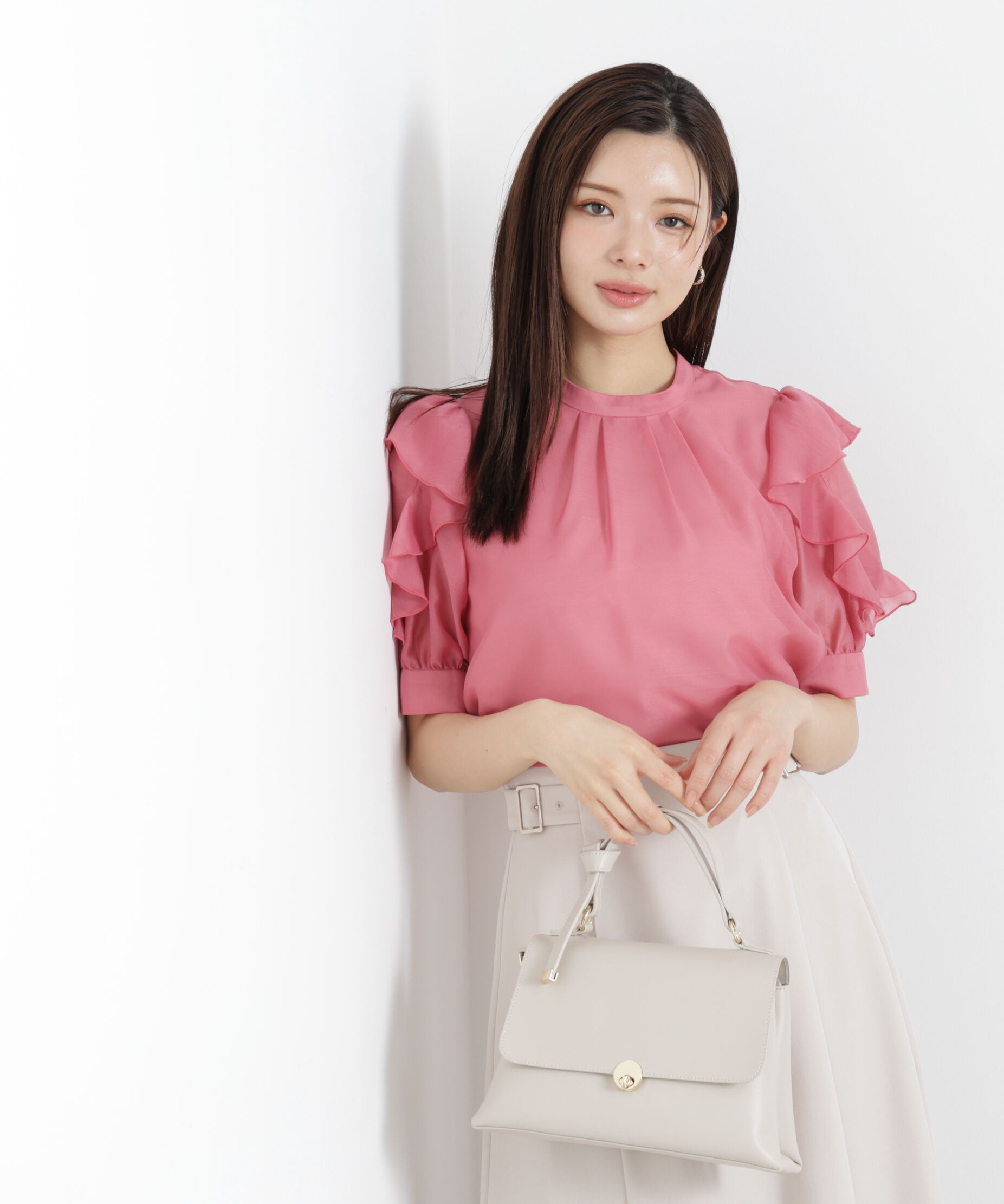 PROPORTION BODY DRESSING「＜ウォッシャブル＞フリルスリーブタックブラウス　26SS」|シャツ・ブラウス|ピンク