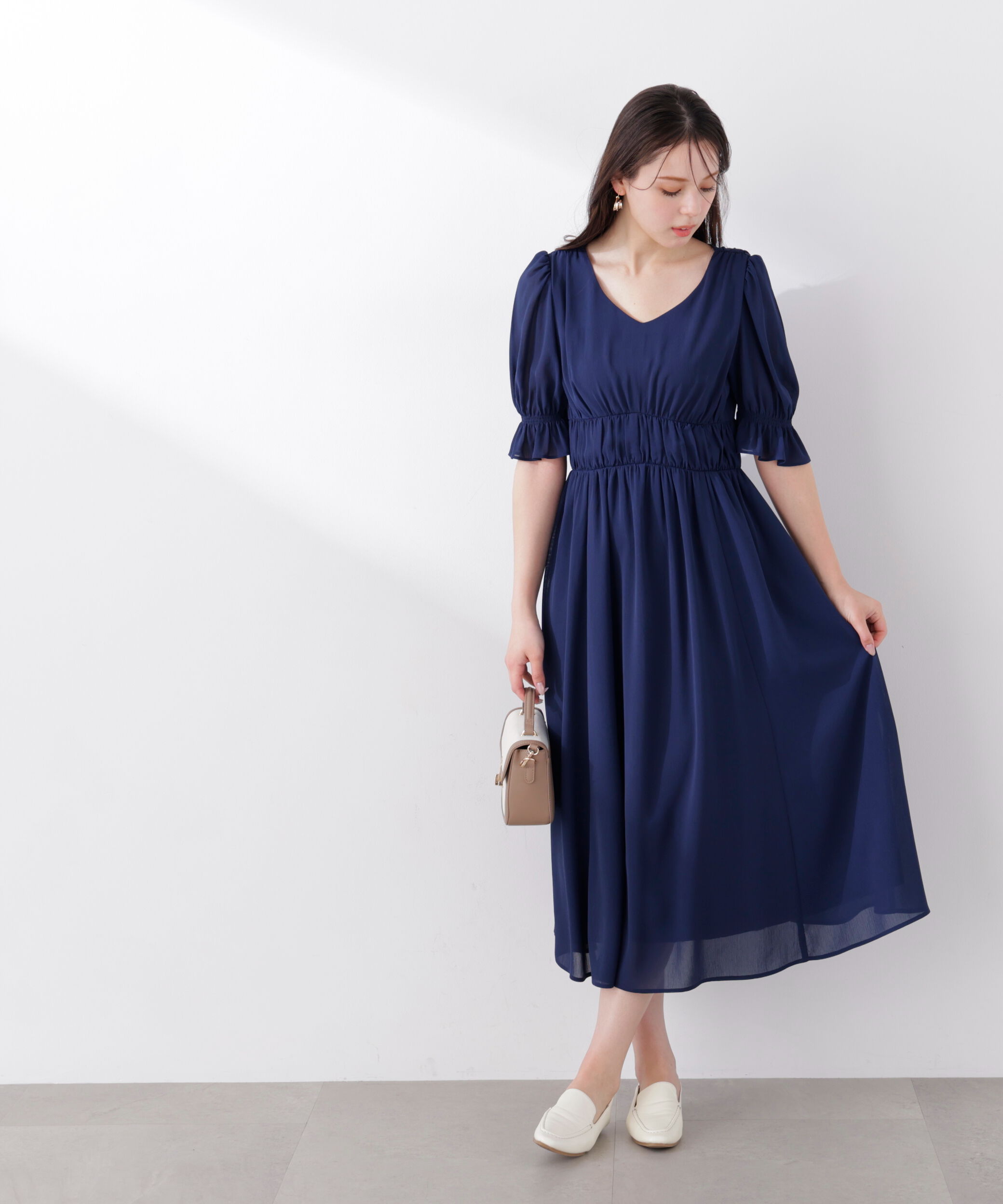 PROPORTION BODY DRESSING「シフォン楊柳ギャザーワンピース　26SS」|ワンピース|