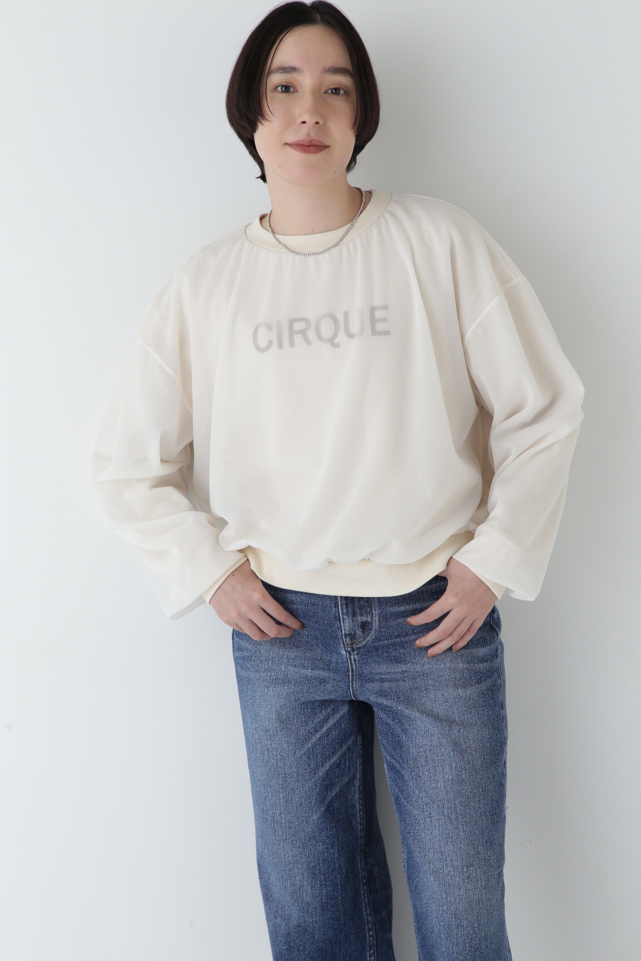  「◆裏毛ロゴスウェットシアー重ね」|Tシャツ・カットソー|エクリュ1