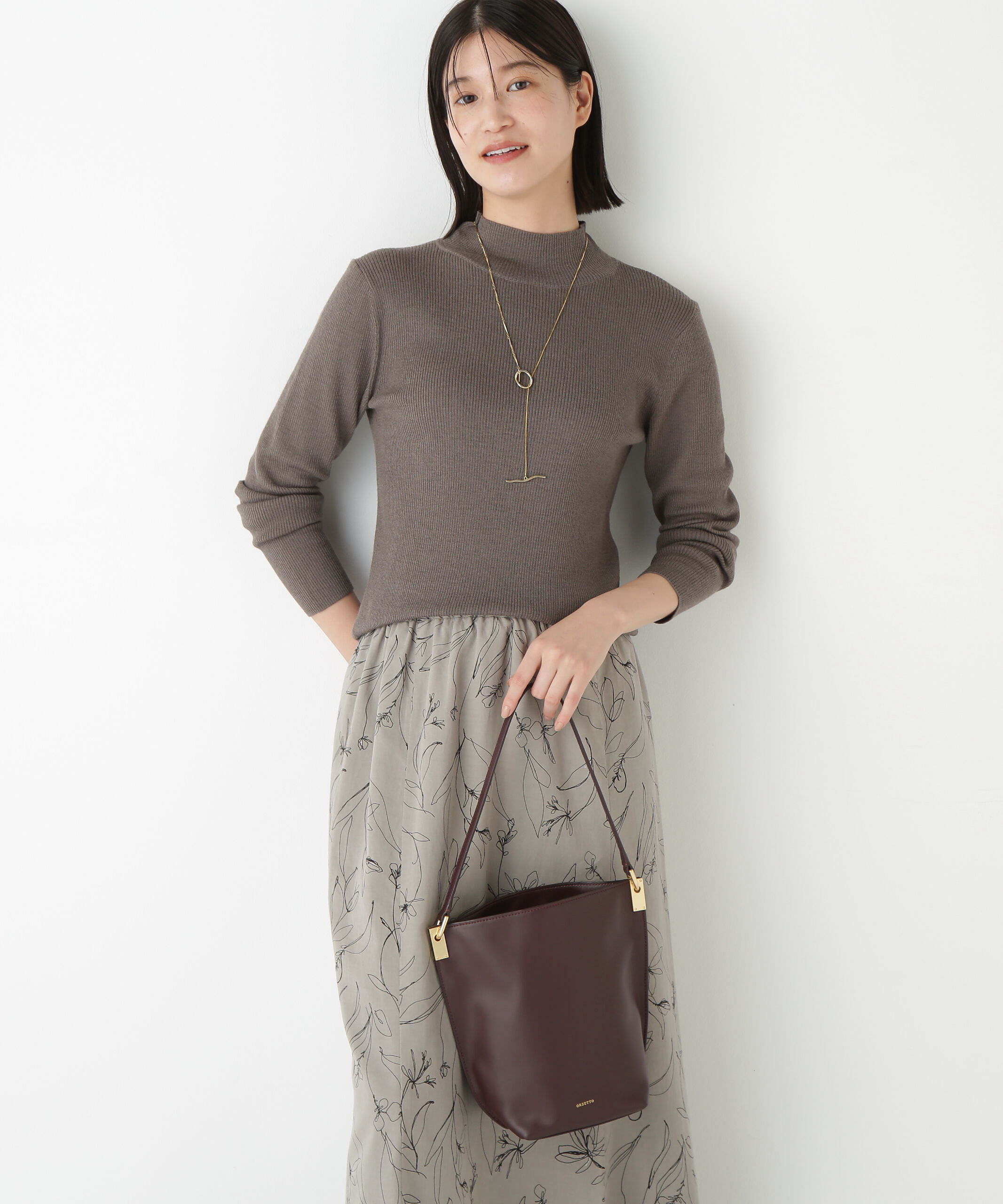  「◆ハイツイストウールハイネックリブプルオーバー」|ニット・セーター|モカ1