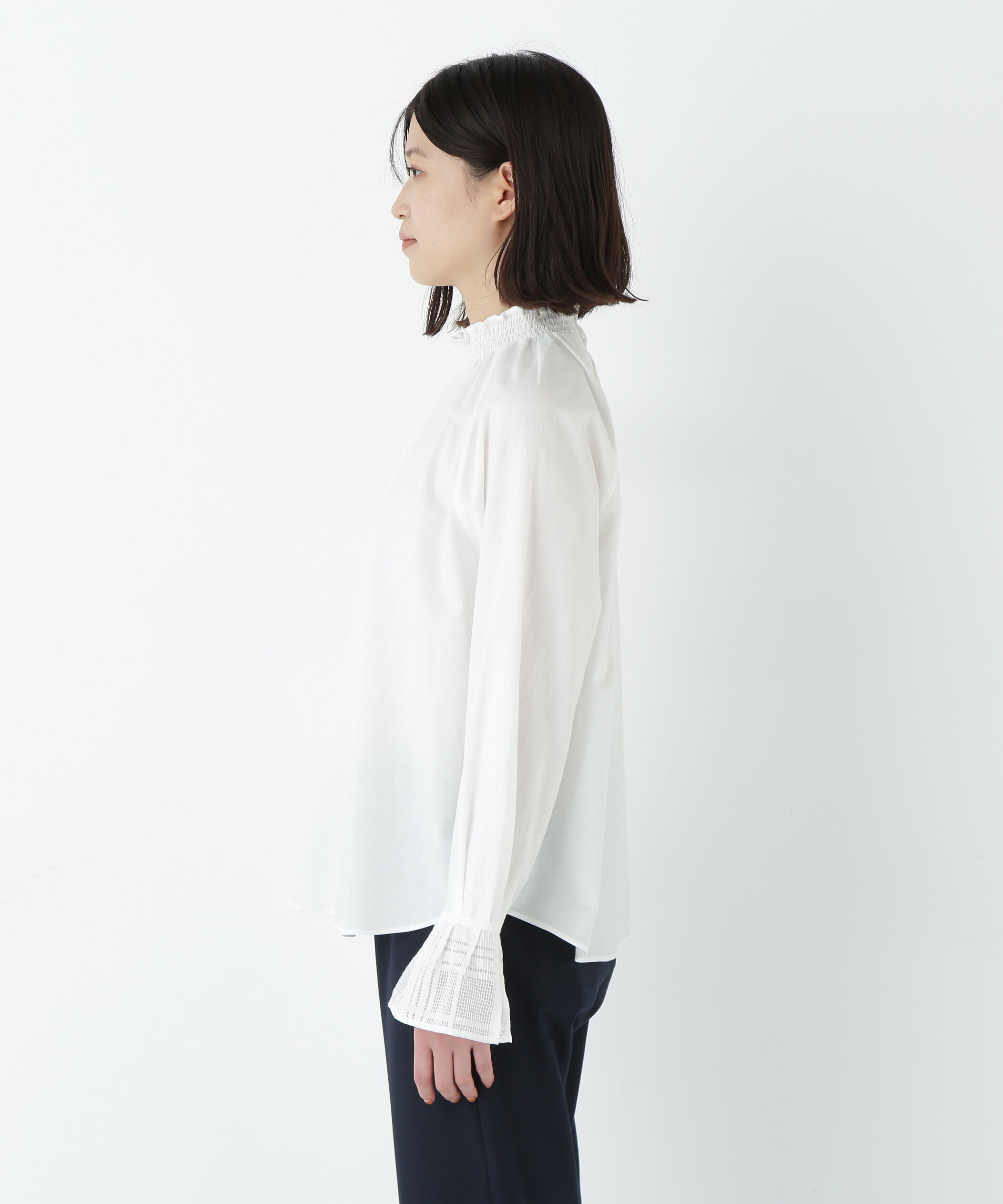  「袖チェックジャガードブラウス」|シャツ・ブラウス|