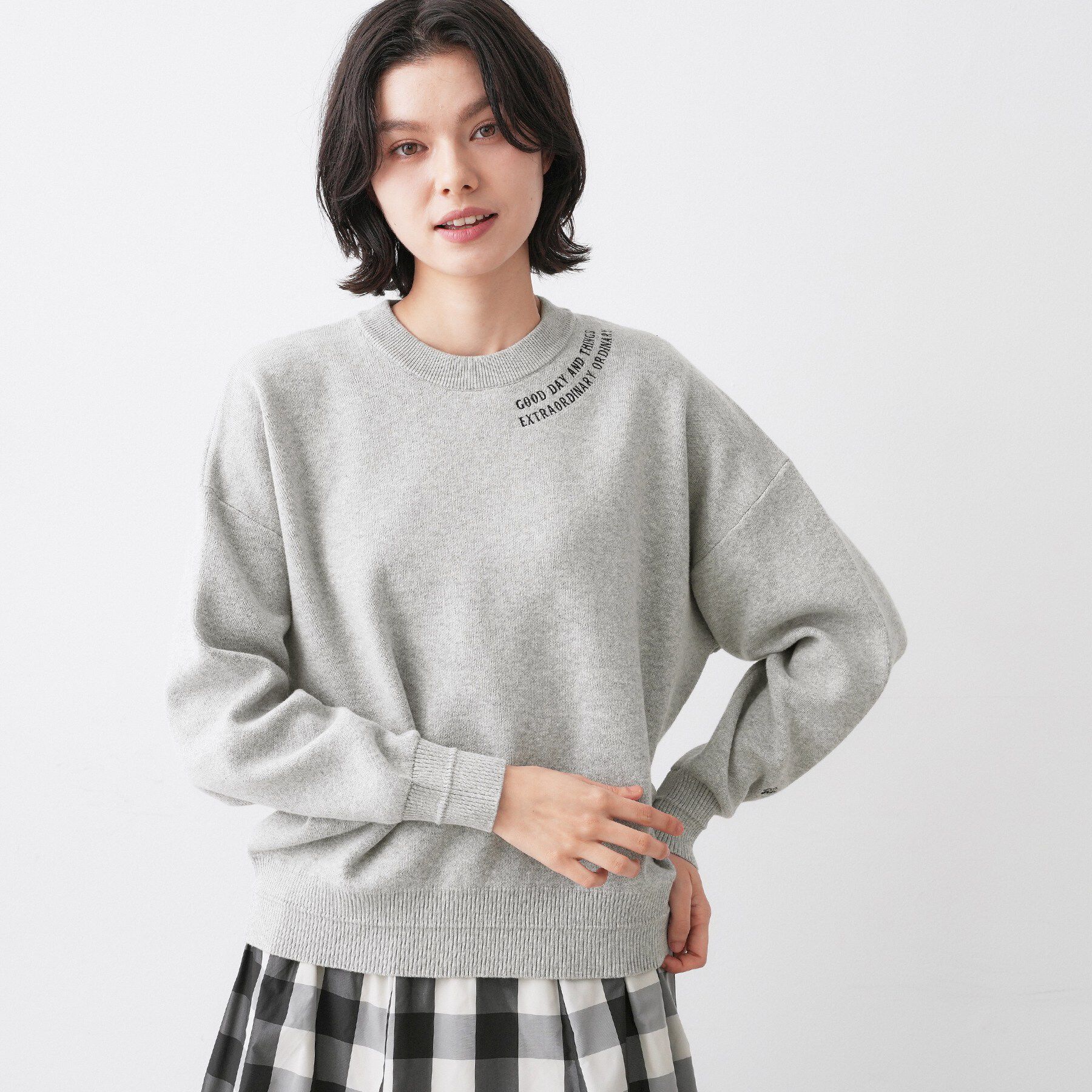 Dessin「【ユニセックス/洗える】ロゴ刺繍入りコットンジャカード」|ニット・セーター|