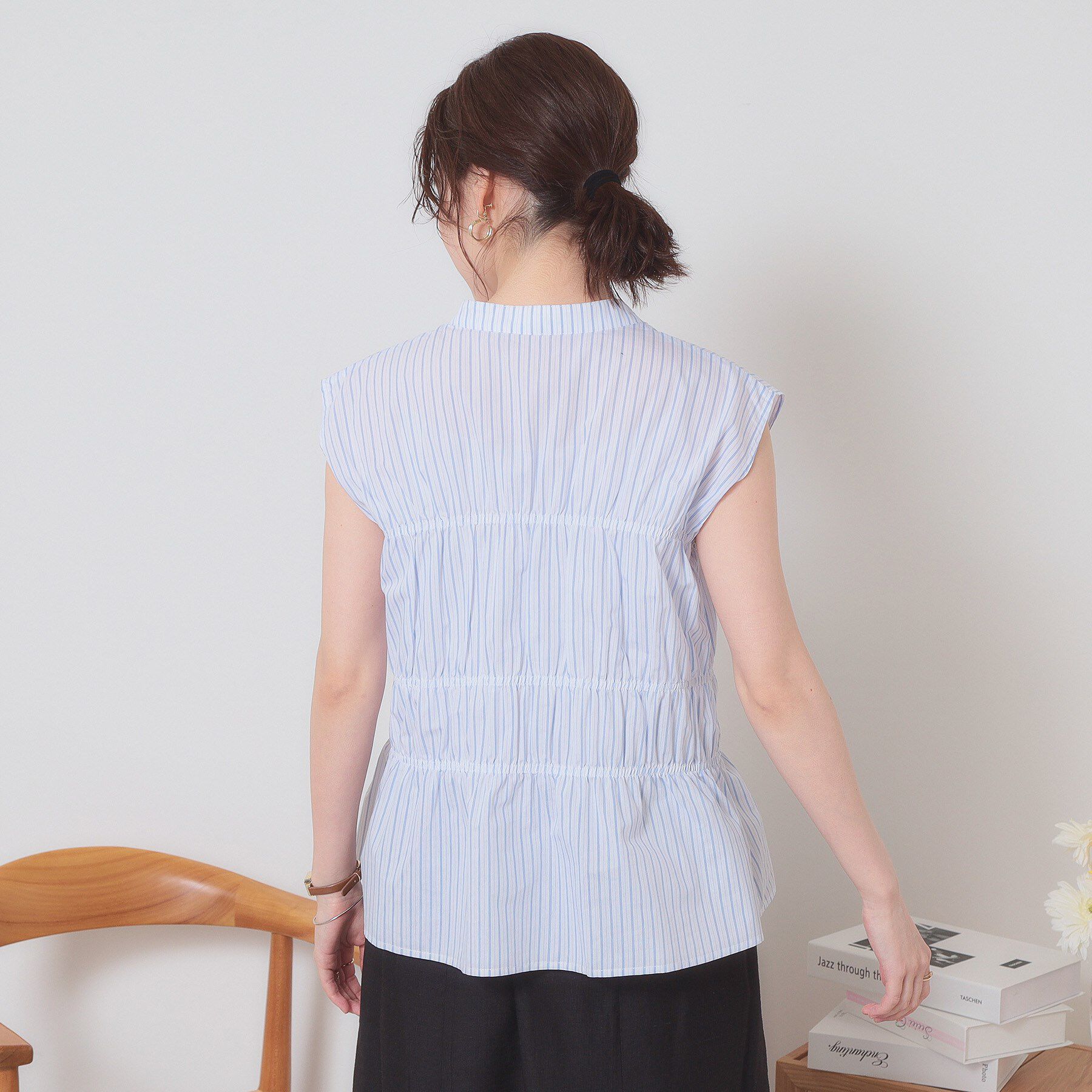 ITS&rsquo;DEMO「【洗濯機OK】ギャザーストライプブラウス」|シャツ・ブラウス|