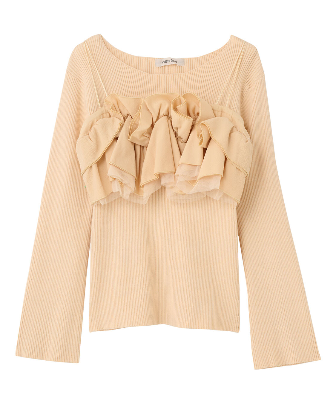 COCO DEAL「フリルビスチェレイヤードリブニット」|ニット・セーター|オレンジ&times;ベージュ